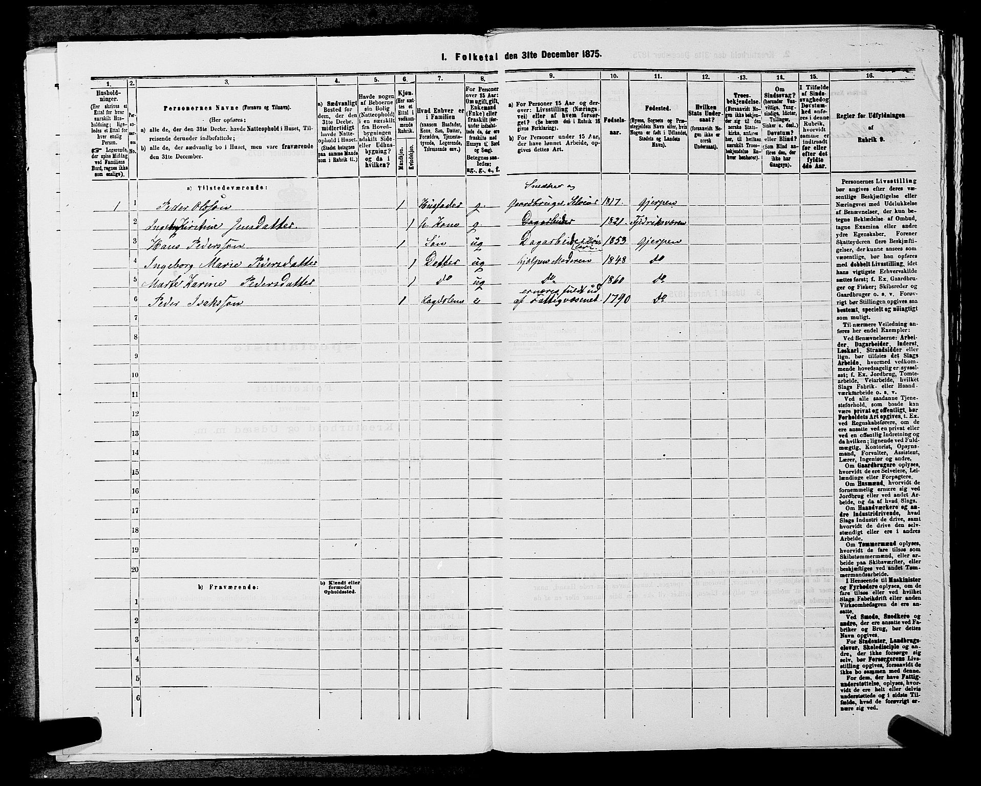 SAKO, 1875 census for 0812P Gjerpen, 1875, p. 732