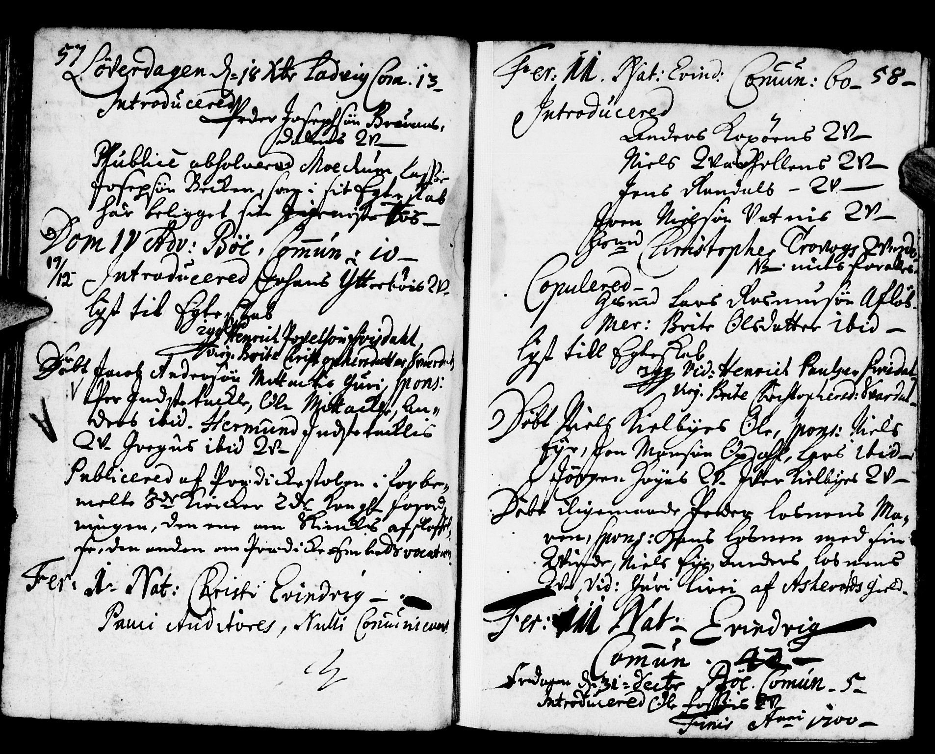 Gulen sokneprestembete, AV/SAB-A-80201/H/Haa/Haaa/L0002: Parish register (official) no. A 2, 1699-1705, p. 57-58