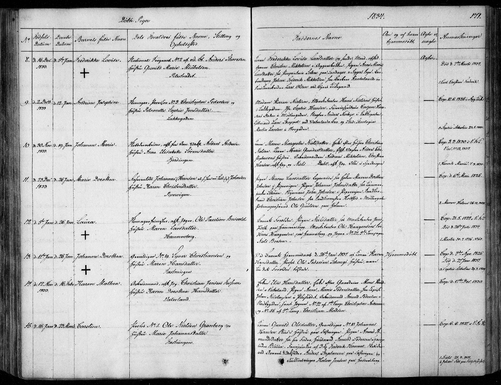 Garnisonsmenigheten Kirkebøker, SAO/A-10846/F/Fa/L0006: Parish register (official) no. 6, 1828-1841, p. 171
