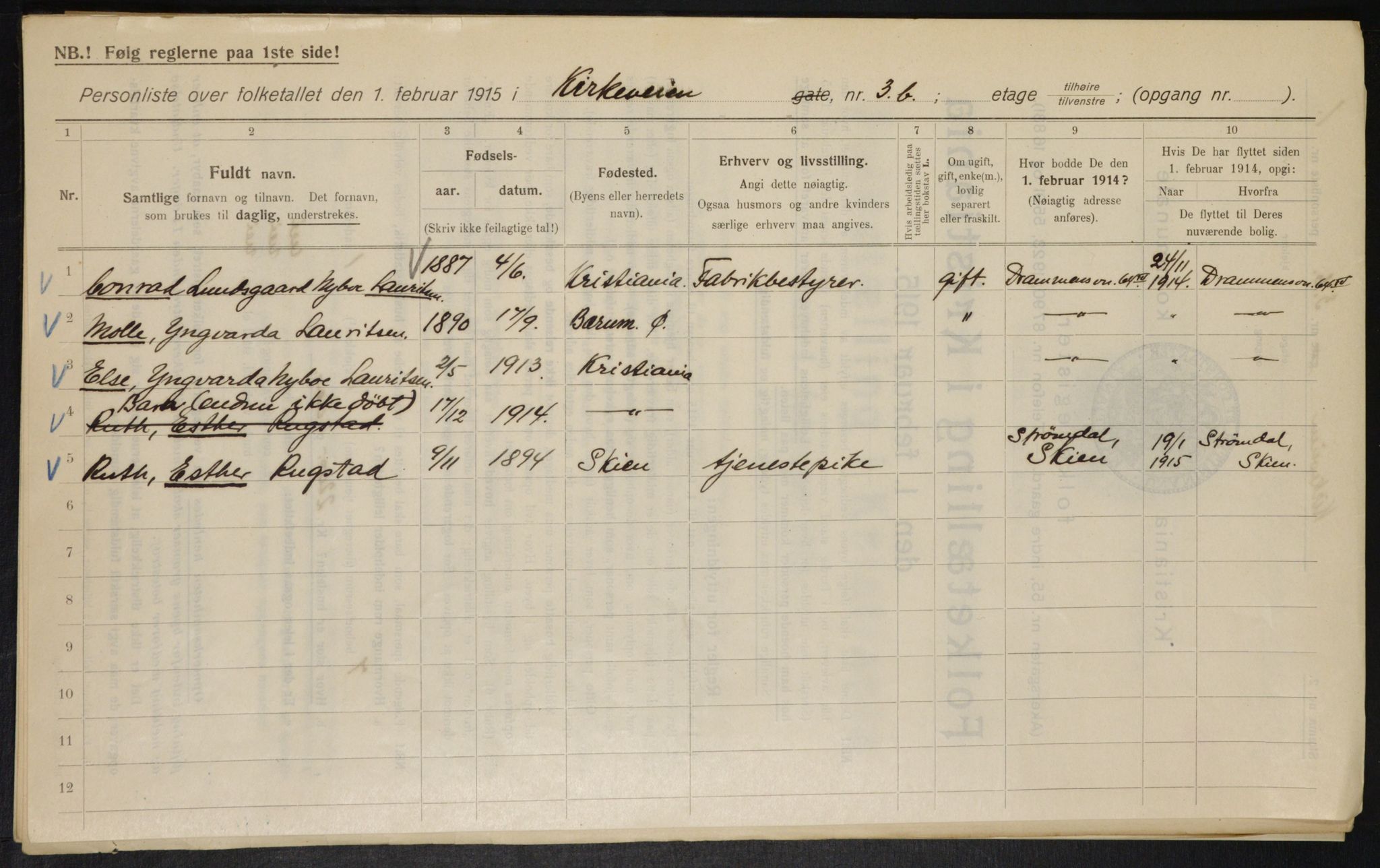 OBA, Municipal Census 1915 for Kristiania, 1915, p. 50423