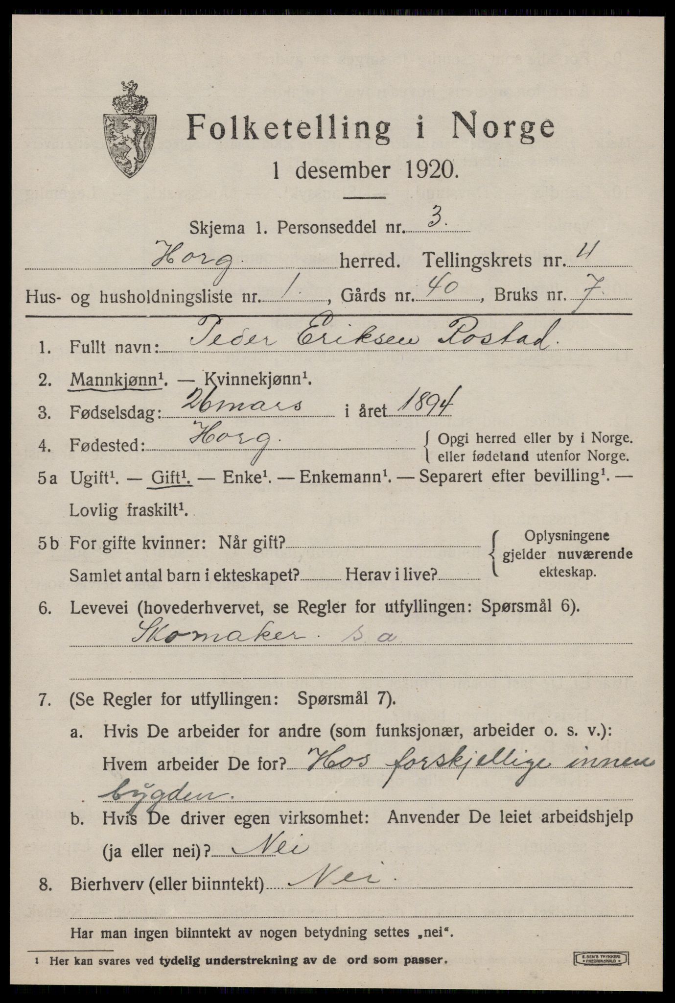 SAT, 1920 census for Horg, 1920, p. 3048