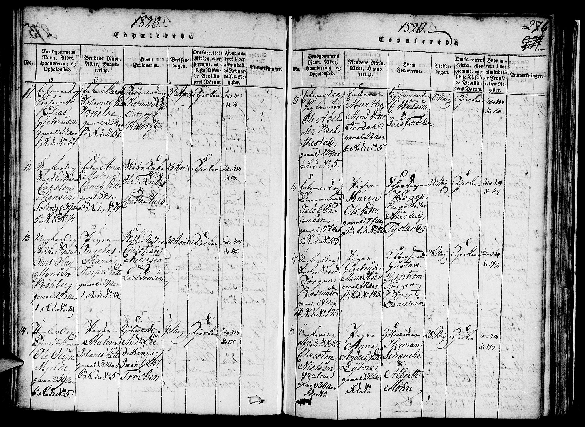 Nykirken Sokneprestembete, AV/SAB-A-77101/H/Haa/L0011: Parish register (official) no. A 11, 1816-1821, p. 276