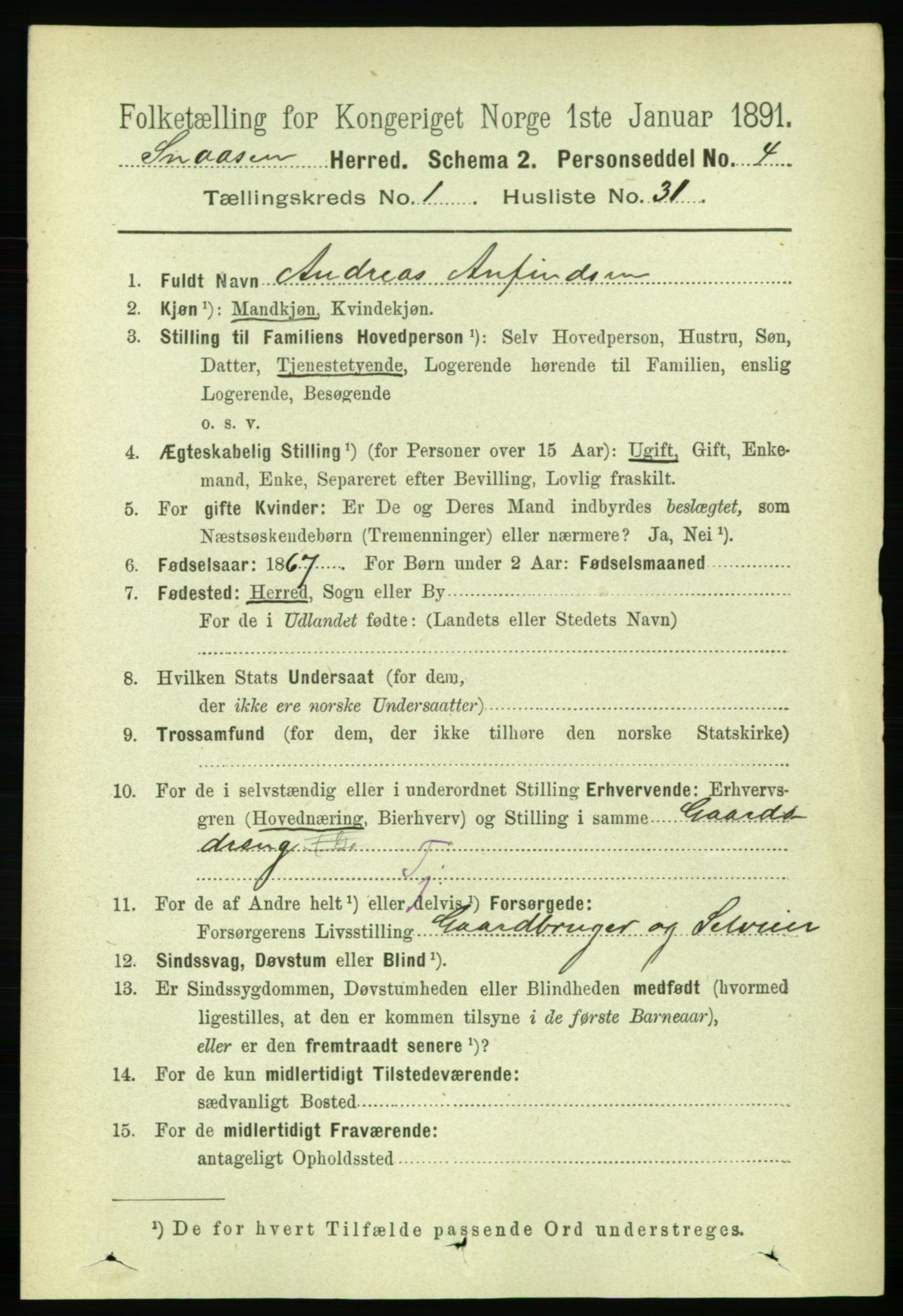 RA, 1891 census for 1736 Snåsa, 1891, p. 242