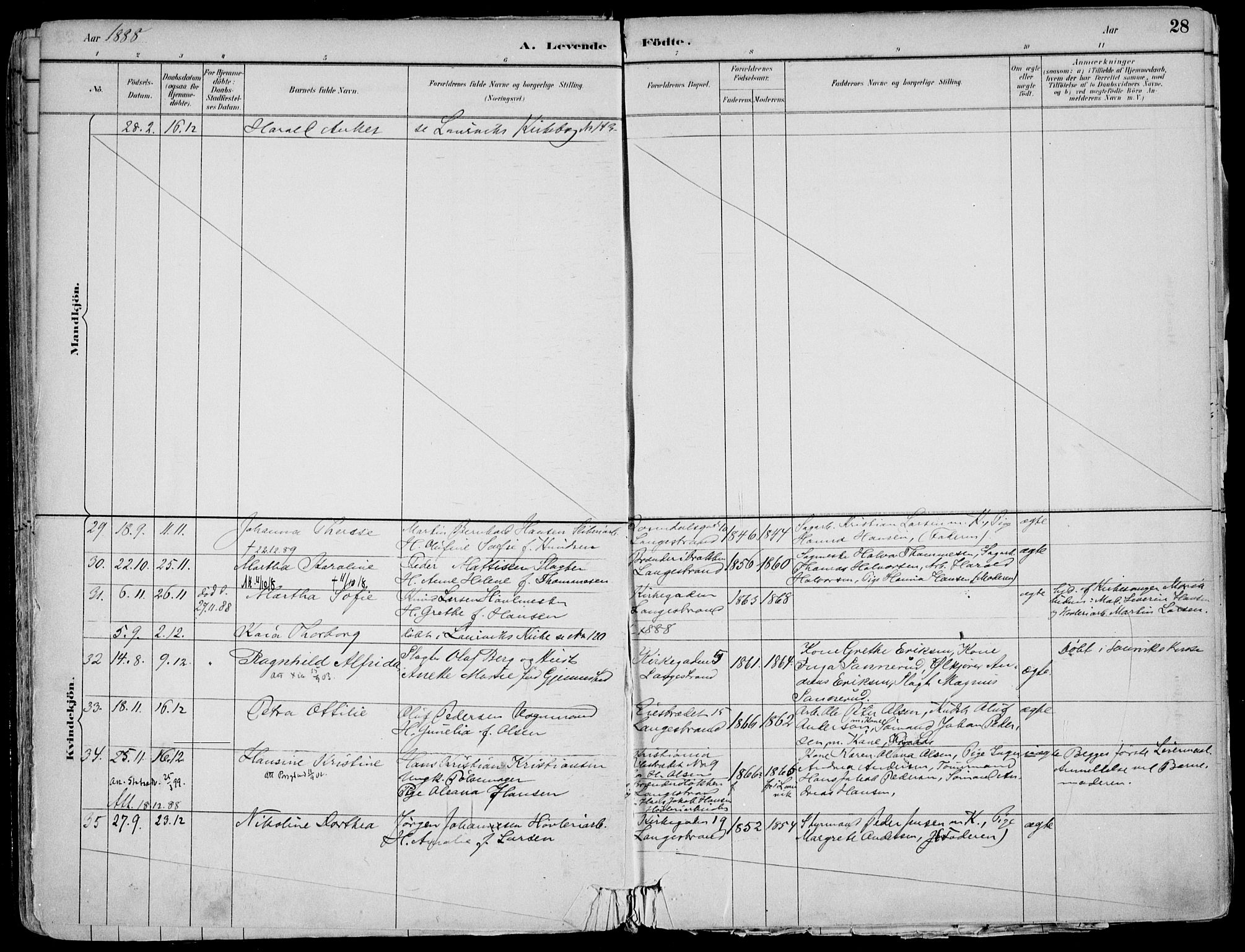 Larvik kirkebøker, AV/SAKO-A-352/F/Fb/L0004: Parish register (official) no. II 4, 1884-1902, p. 28