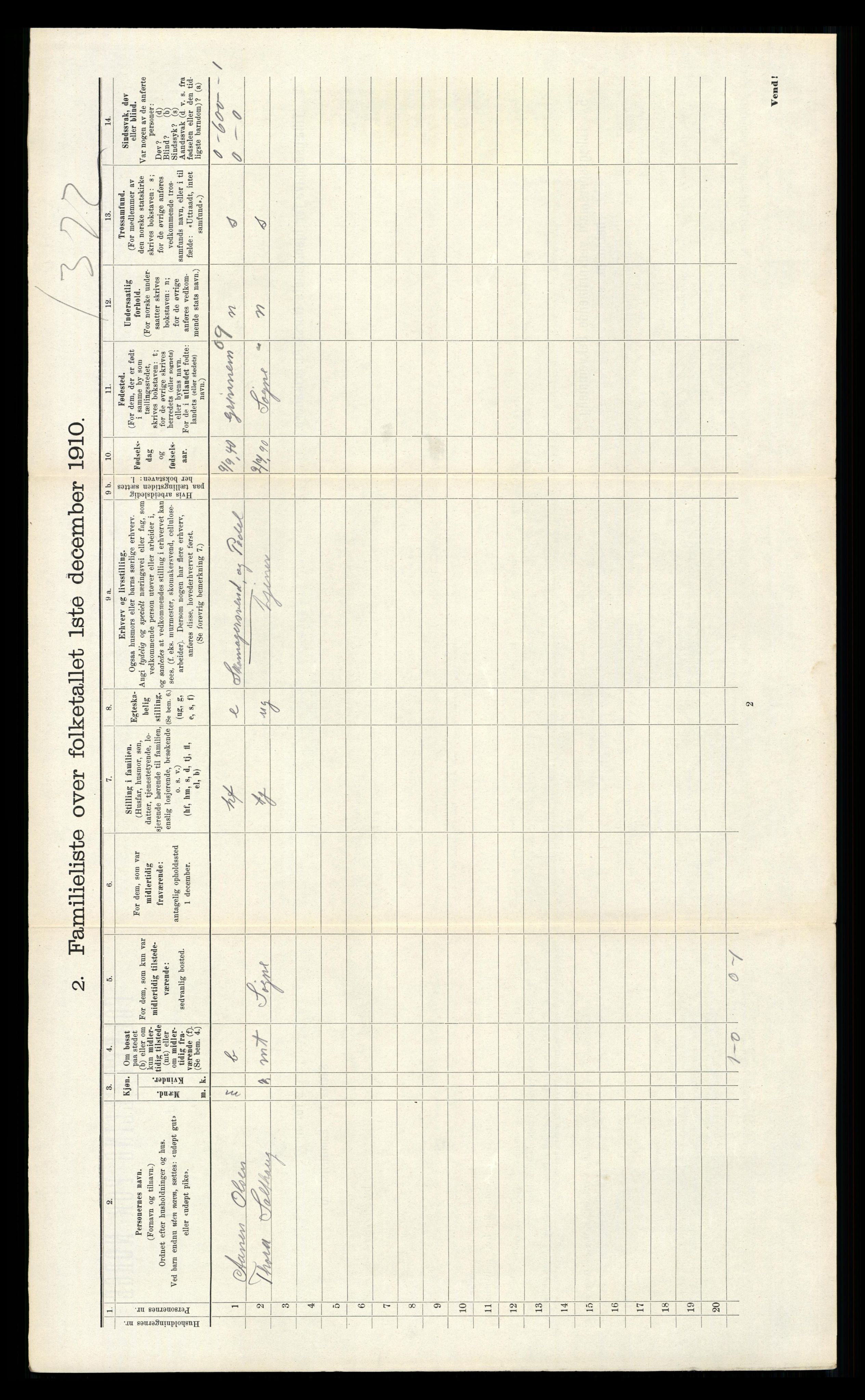 RA, 1910 census for Kristiansand, 1910, p. 1189