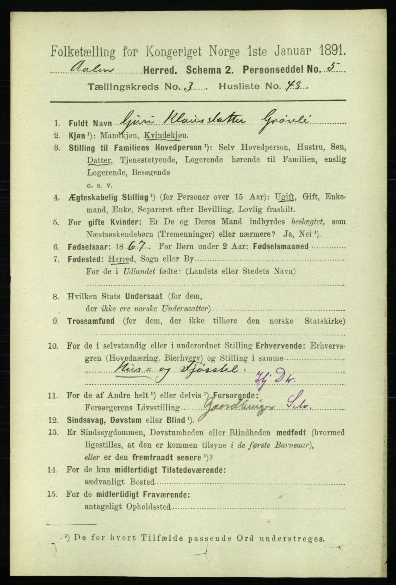 RA, 1891 census for 1644 Ålen, 1891, p. 1114