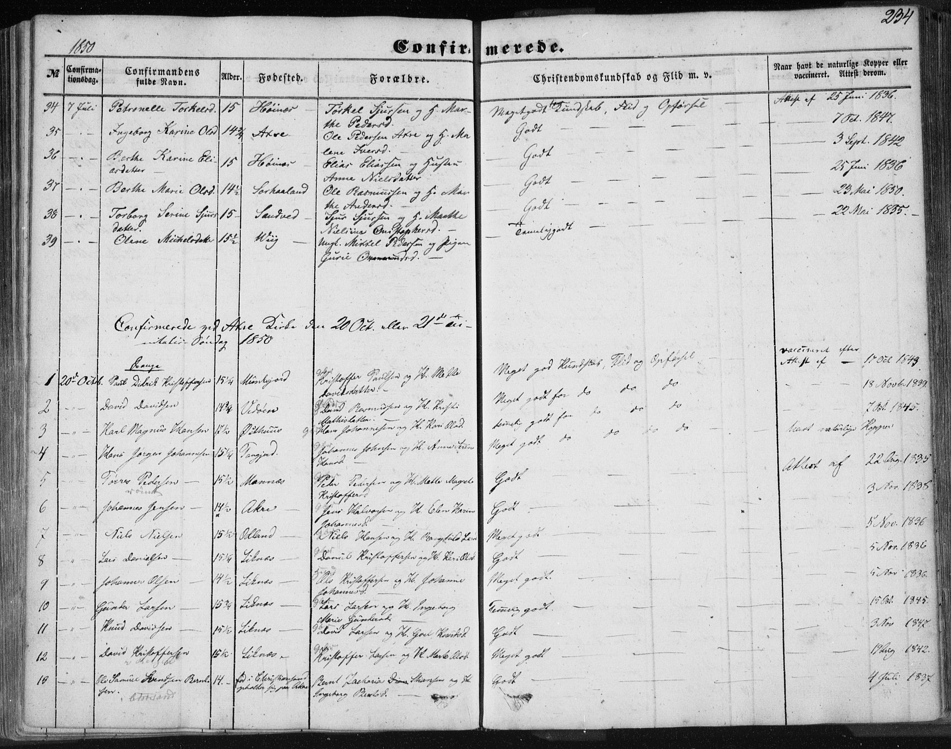 Skudenes sokneprestkontor, SAST/A -101849/H/Ha/Haa/L0004: Parish register (official) no. A 3.1, 1847-1863, p. 234