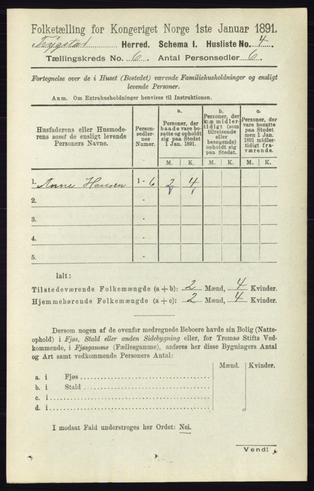 RA, 1891 Census for 0122 Trøgstad, 1891, p. 2427