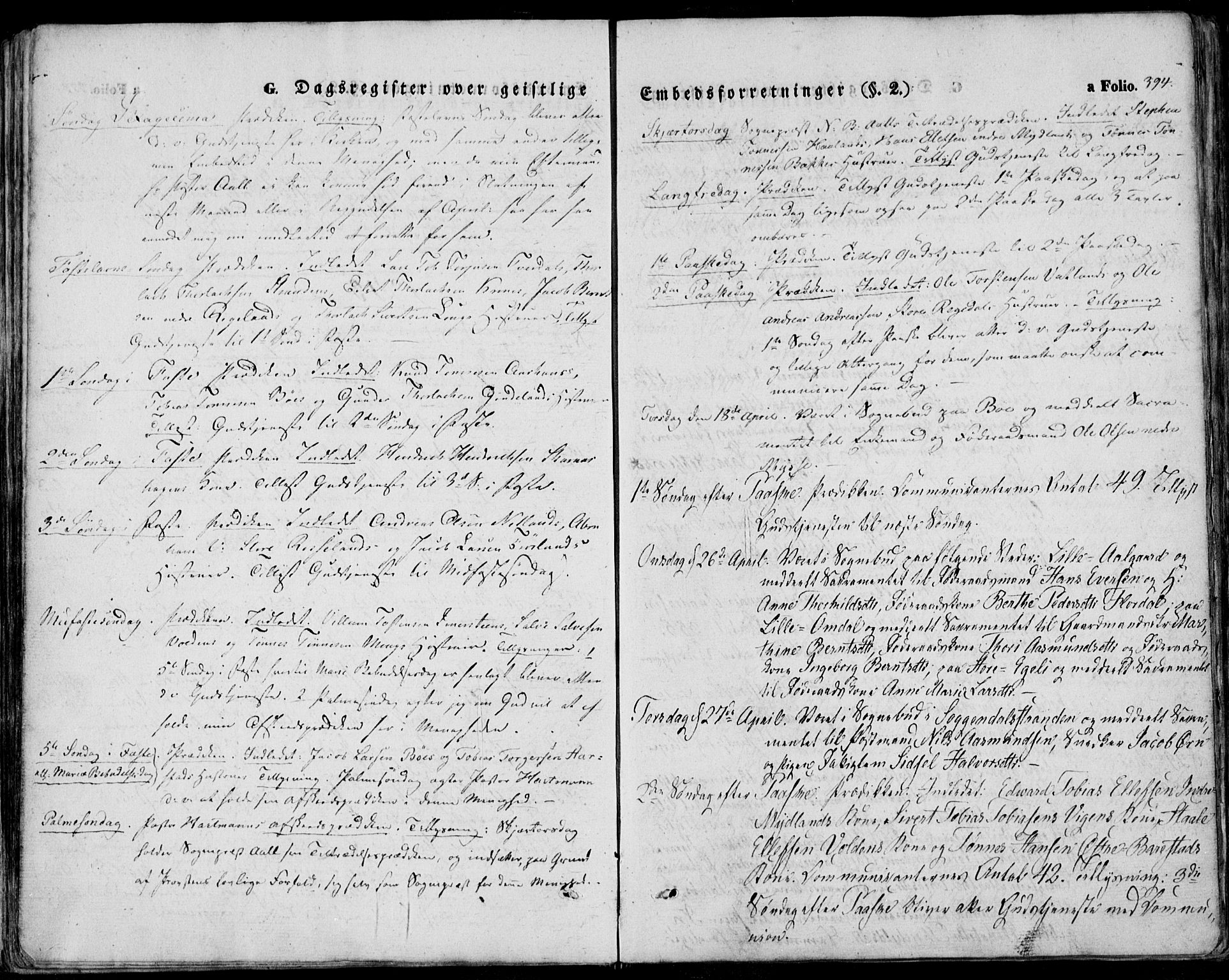 Sokndal sokneprestkontor, SAST/A-101808: Parish register (official) no. A 8.2, 1842-1857, p. 394