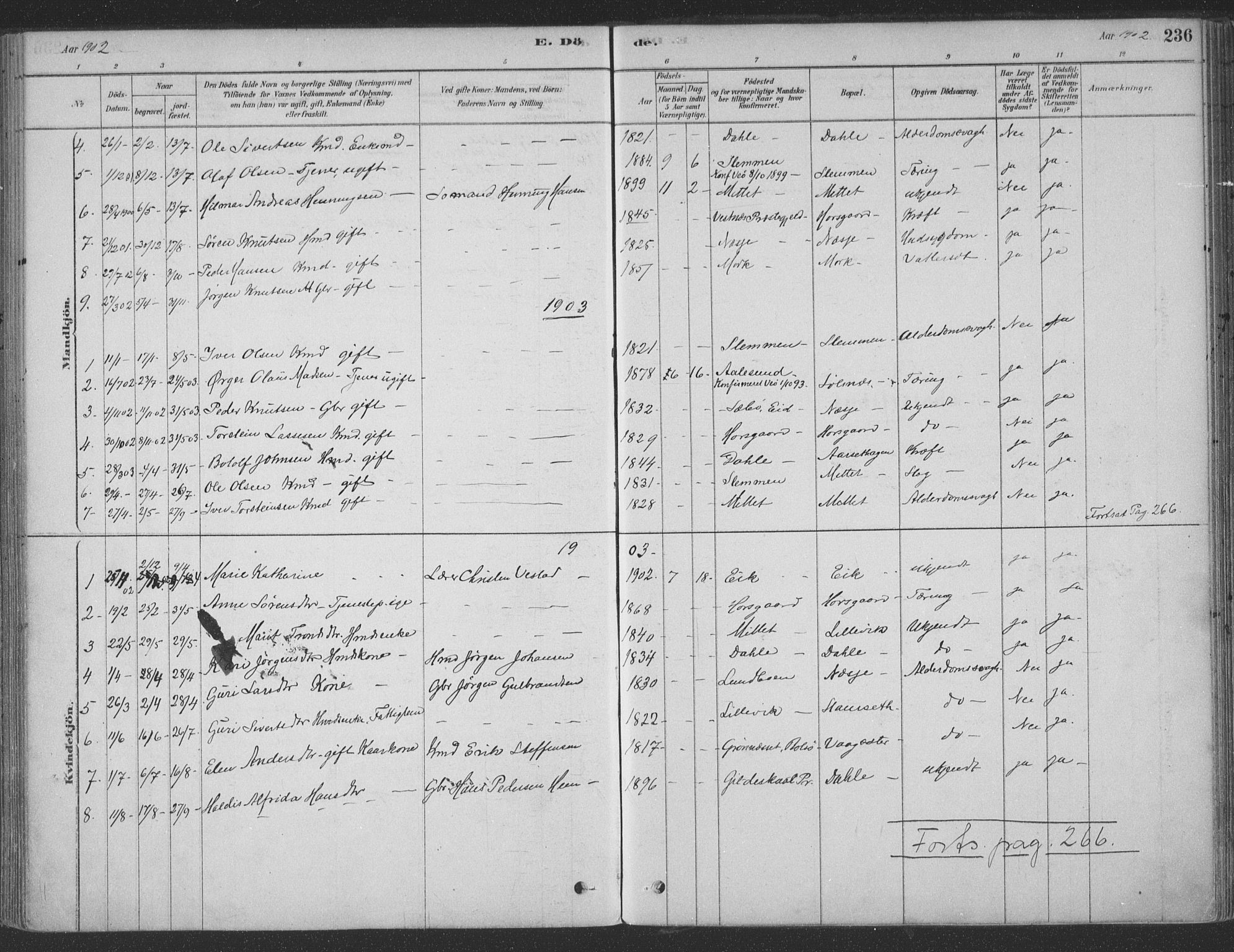 Ministerialprotokoller, klokkerbøker og fødselsregistre - Møre og Romsdal, SAT/A-1454/547/L0604: Parish register (official) no. 547A06, 1878-1906, p. 236