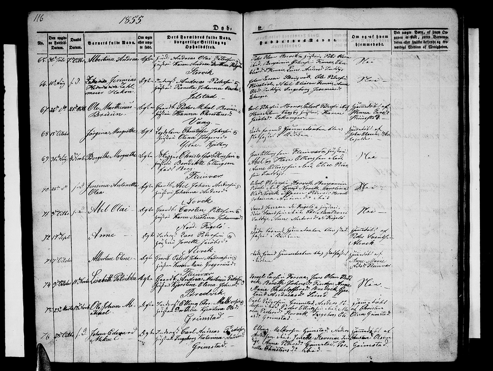 Ministerialprotokoller, klokkerbøker og fødselsregistre - Nordland, AV/SAT-A-1459/805/L0106: Parish register (copy) no. 805C02, 1841-1861, p. 116