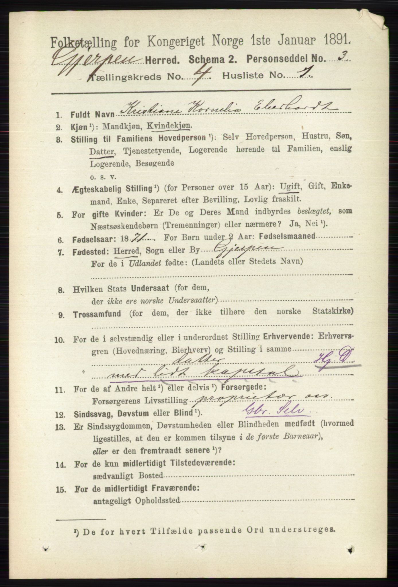 RA, 1891 census for 0812 Gjerpen, 1891, p. 1952