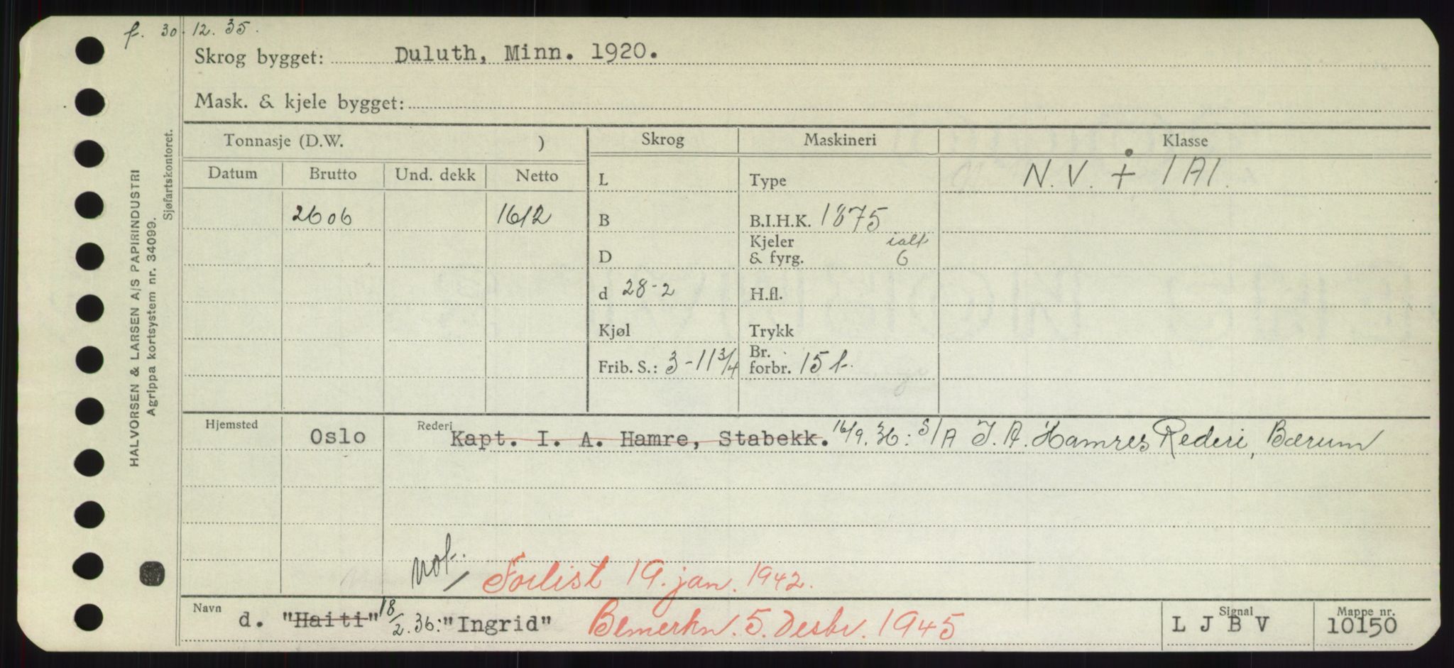 Sjøfartsdirektoratet med forløpere, Skipsmålingen, RA/S-1627/H/Hd/L0018: Fartøy, I, p. 181