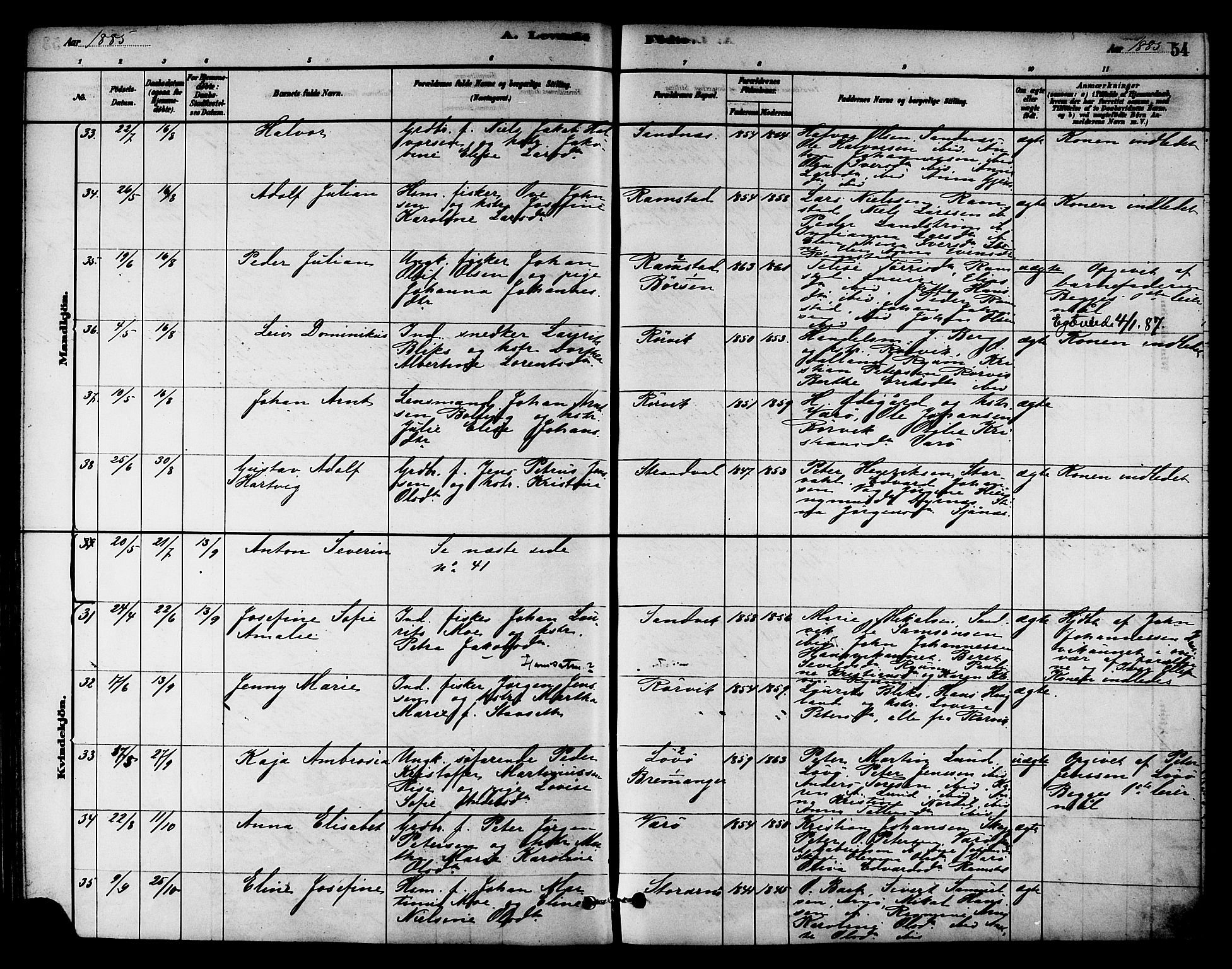 Ministerialprotokoller, klokkerbøker og fødselsregistre - Nord-Trøndelag, SAT/A-1458/784/L0672: Parish register (official) no. 784A07, 1880-1887, p. 54