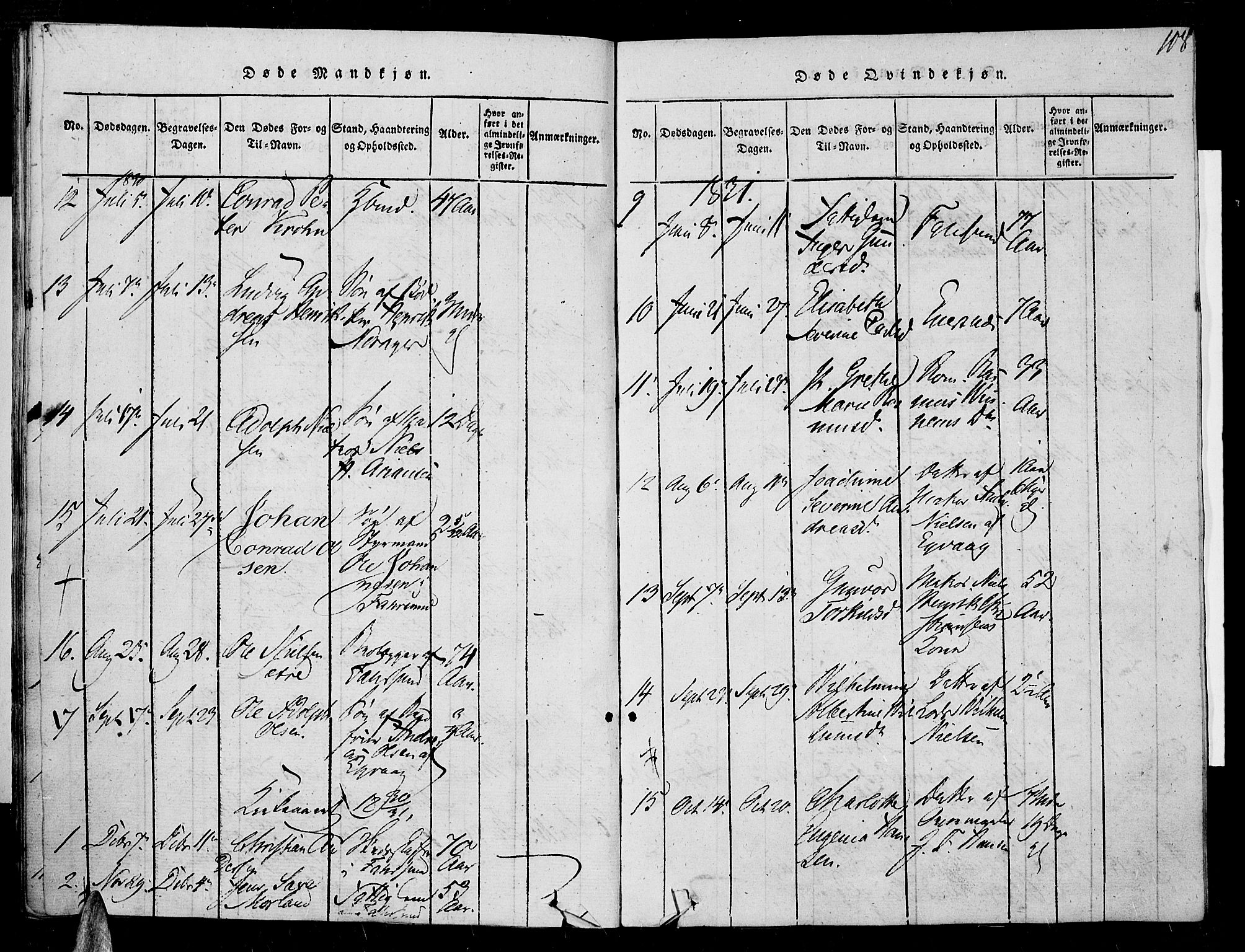 Farsund sokneprestkontor, SAK/1111-0009/F/Fa/L0002: Parish register (official) no. A 2, 1815-1836, p. 108