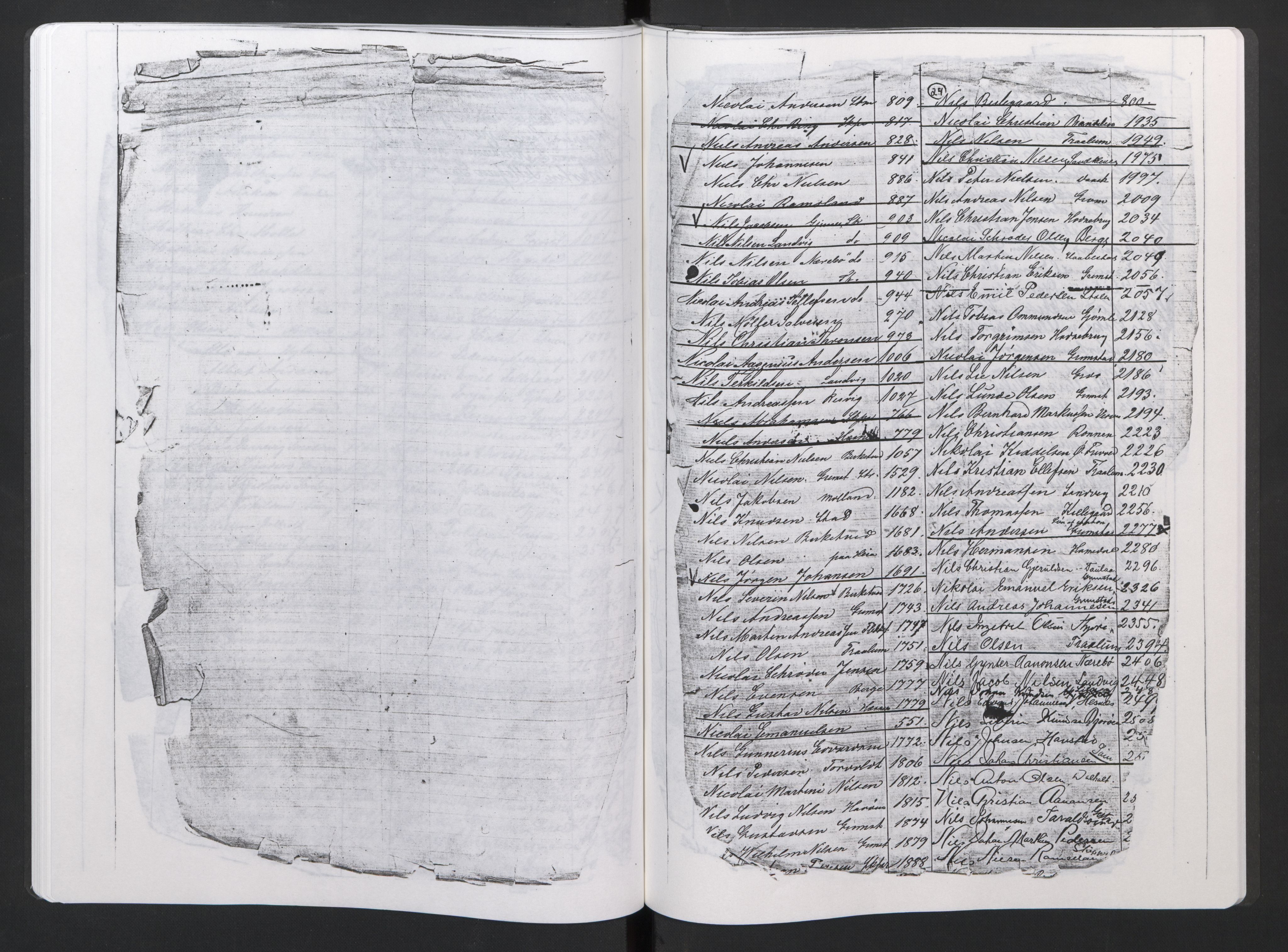 Grimstad mønstringskrets, AV/SAK-2031-0013/F/Fb/L0015/0002: Register til hovedruller og patenter, V-28 / Register til hovedrulle nr 1-3387 og hovedrulle A (brukskopi), 1868-1920, p. 26