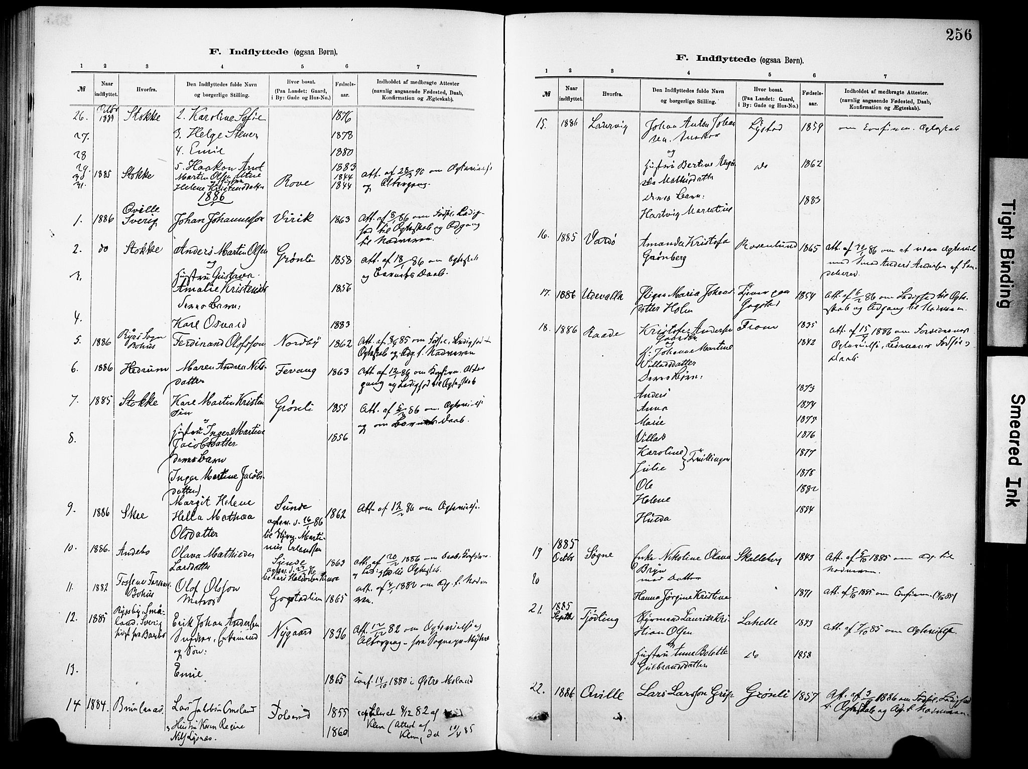 Sandar kirkebøker, SAKO/A-243/F/Fa/L0013: Parish register (official) no. 13, 1883-1895, p. 256