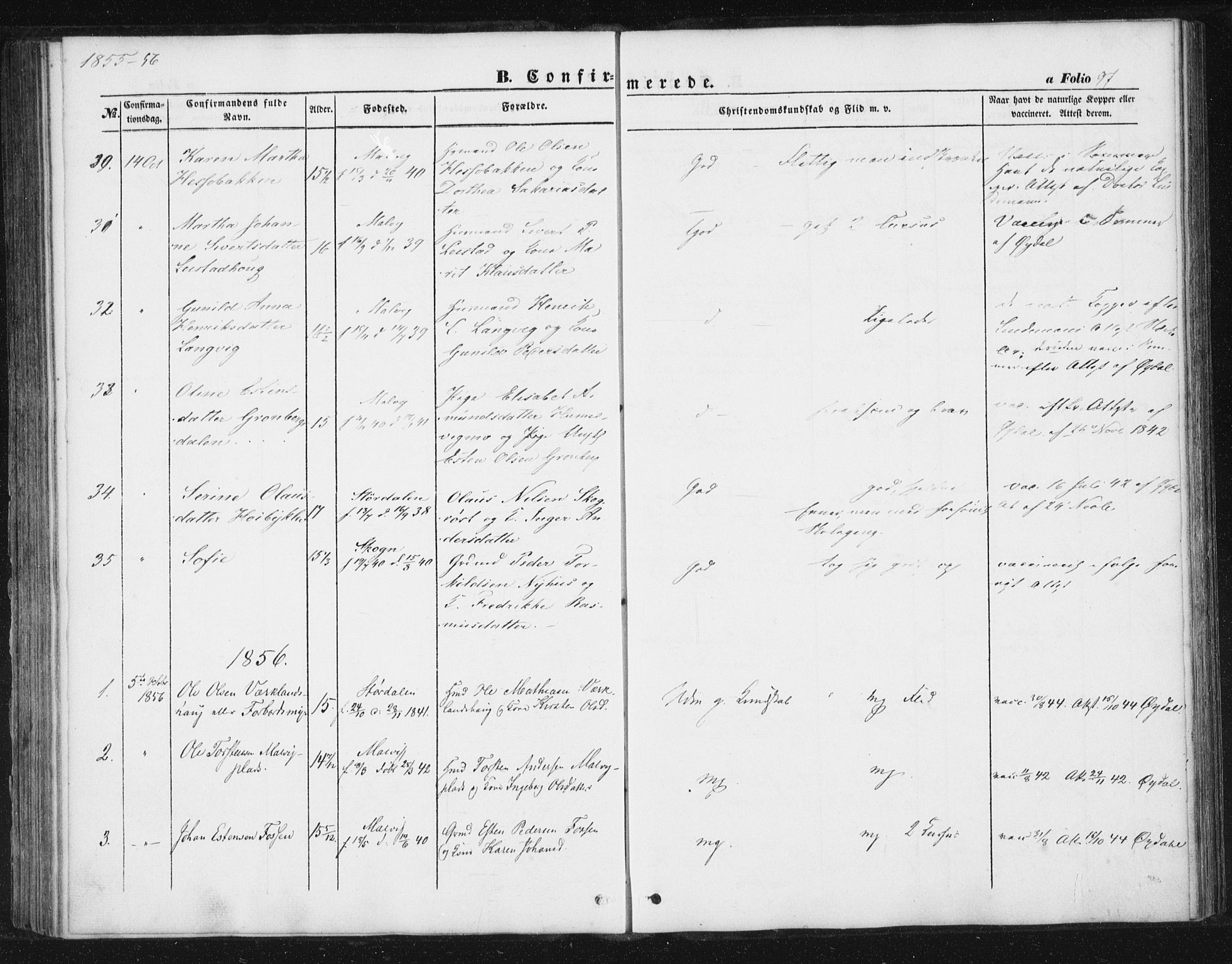 Ministerialprotokoller, klokkerbøker og fødselsregistre - Sør-Trøndelag, AV/SAT-A-1456/616/L0407: Parish register (official) no. 616A04, 1848-1856, p. 97