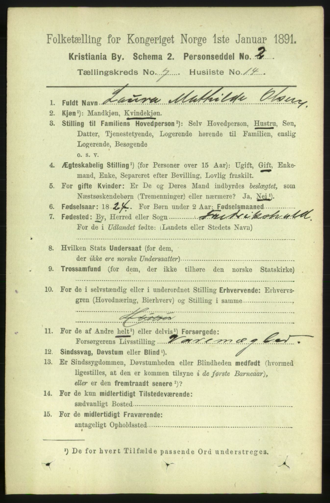 RA, 1891 census for 0301 Kristiania, 1891, p. 2931