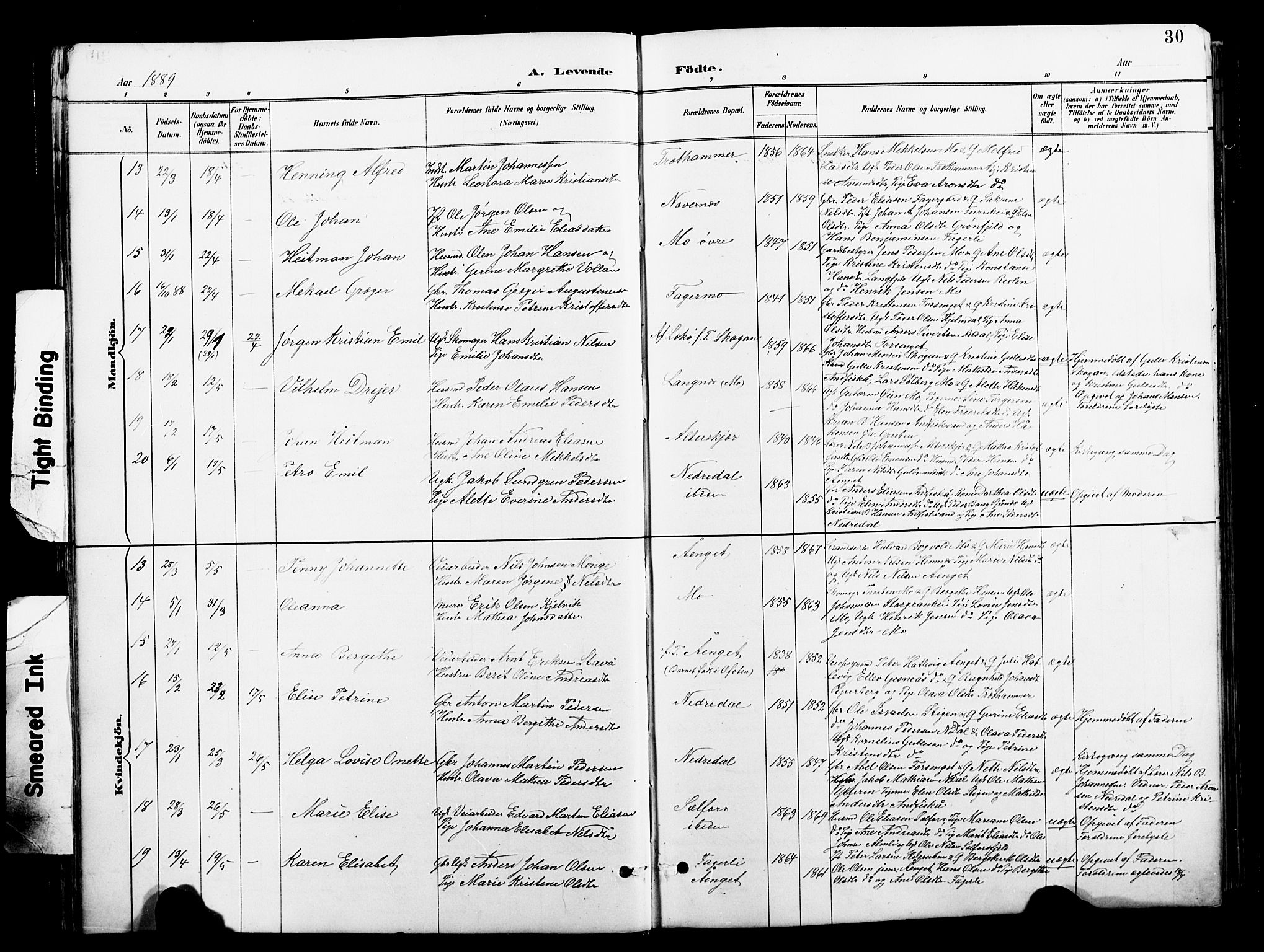 Ministerialprotokoller, klokkerbøker og fødselsregistre - Nordland, AV/SAT-A-1459/827/L0421: Parish register (copy) no. 827C10, 1887-1906, p. 30