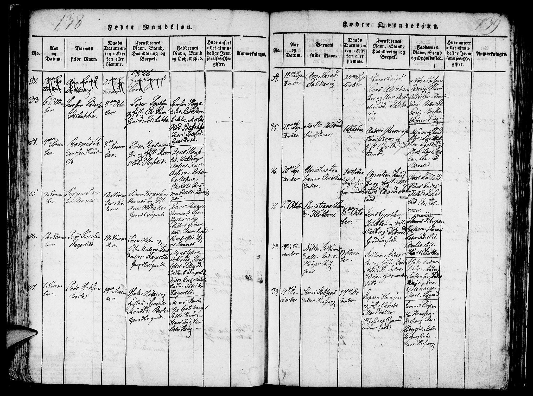 Davik sokneprestembete, SAB/A-79701/H/Haa/Haaa/L0003: Parish register (official) no. A 3, 1816-1830, p. 138-139