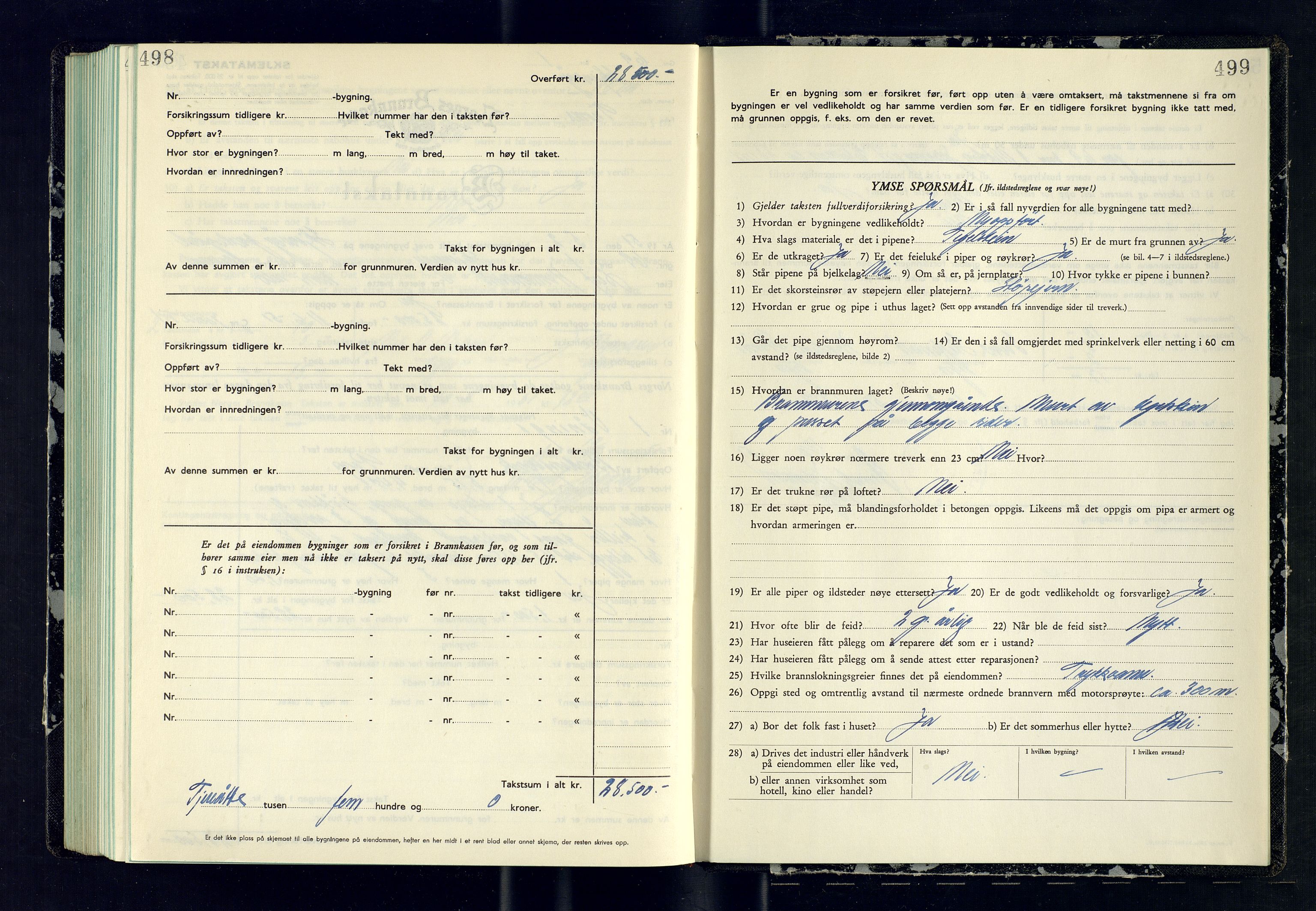 Skjervøy lensmannskontor, AV/SATØ-SATØ-63/F/Fu/Fub/L0275: Branntakstprotokoll (S), 1950-1951, p. 498-499