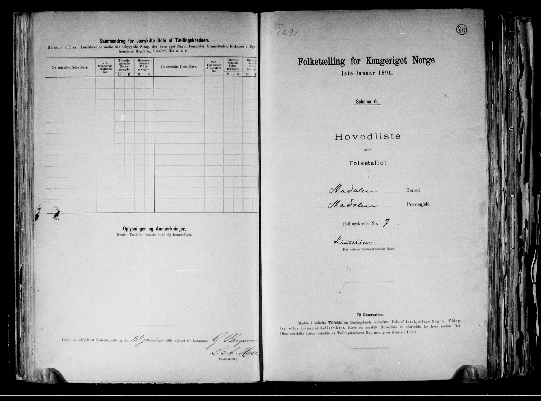 RA, 1891 census for 0614 Ådal, 1891, p. 21