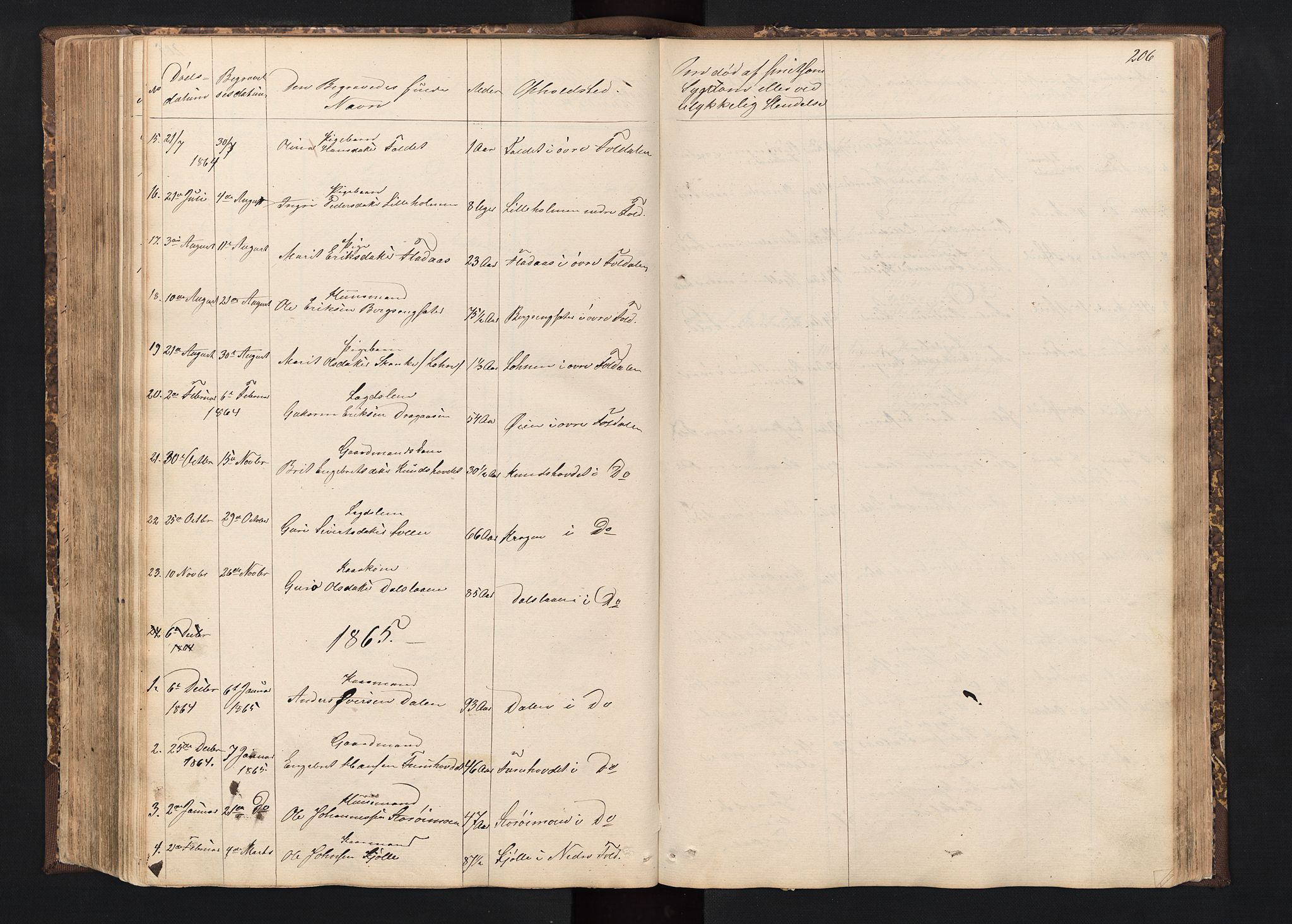 Alvdal prestekontor, SAH/PREST-060/H/Ha/Hab/L0001: Parish register (copy) no. 1, 1857-1893, p. 206