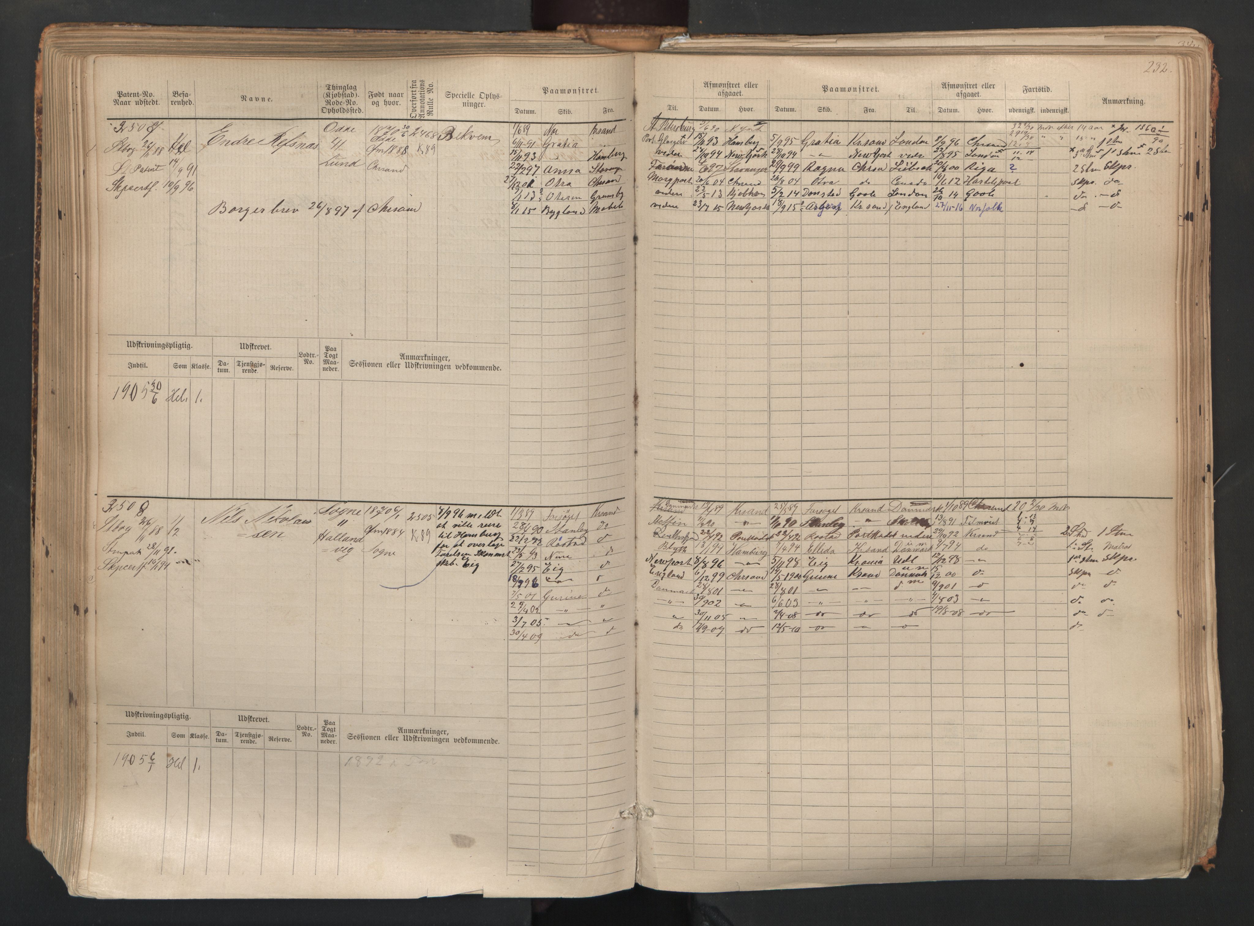 Kristiansand mønstringskrets, SAK/2031-0015/F/Fb/L0007: Hovedrulle nr 3049-3810, I-14, 1883-1940, p. 234