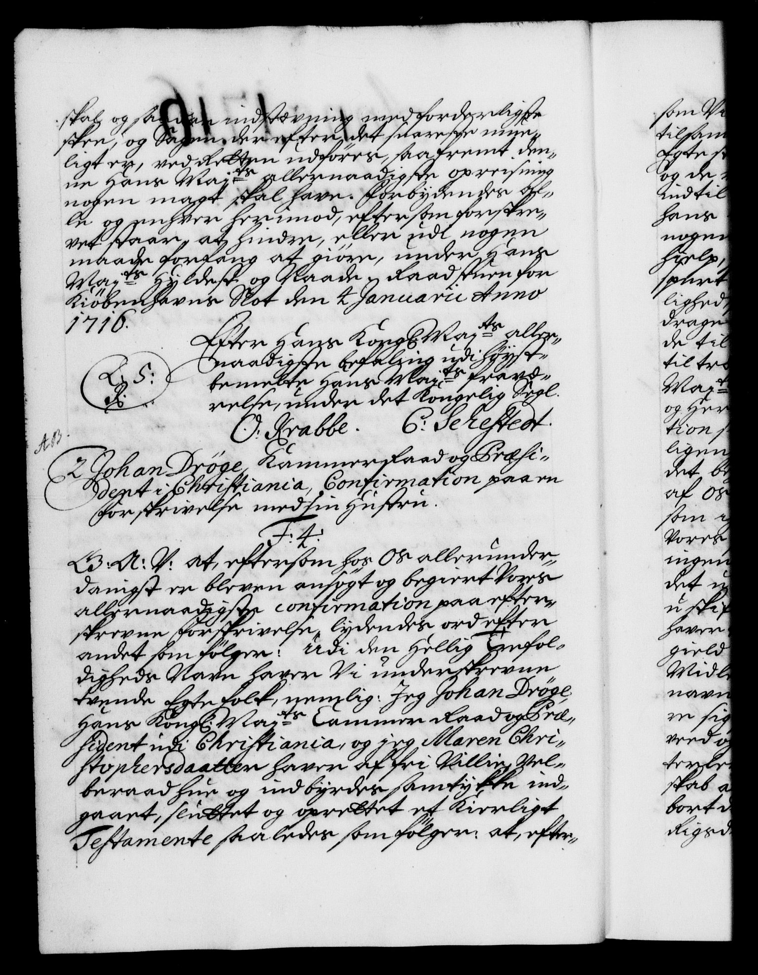 Danske Kanselli 1572-1799, RA/EA-3023/F/Fc/Fca/Fcaa/L0022: Norske registre, 1716-1719, p. 1b