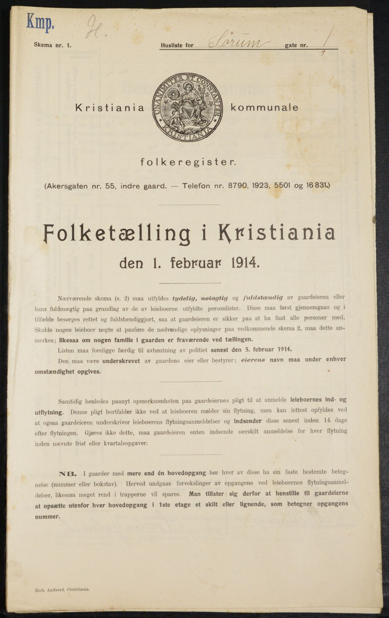 OBA, Municipal Census 1914 for Kristiania, 1914, p. 107596