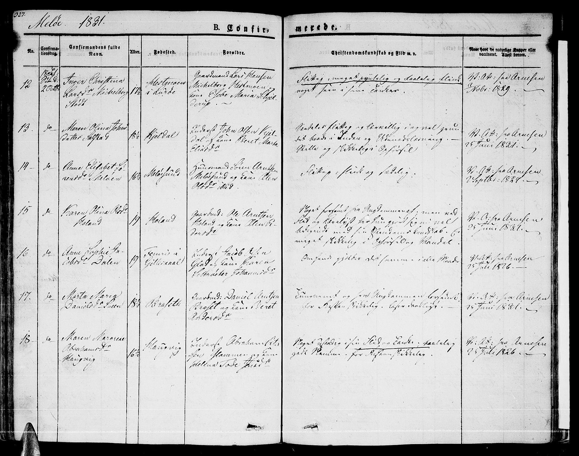 Ministerialprotokoller, klokkerbøker og fødselsregistre - Nordland, SAT/A-1459/841/L0598: Parish register (official) no. 841A06 /2, 1825-1844, p. 327