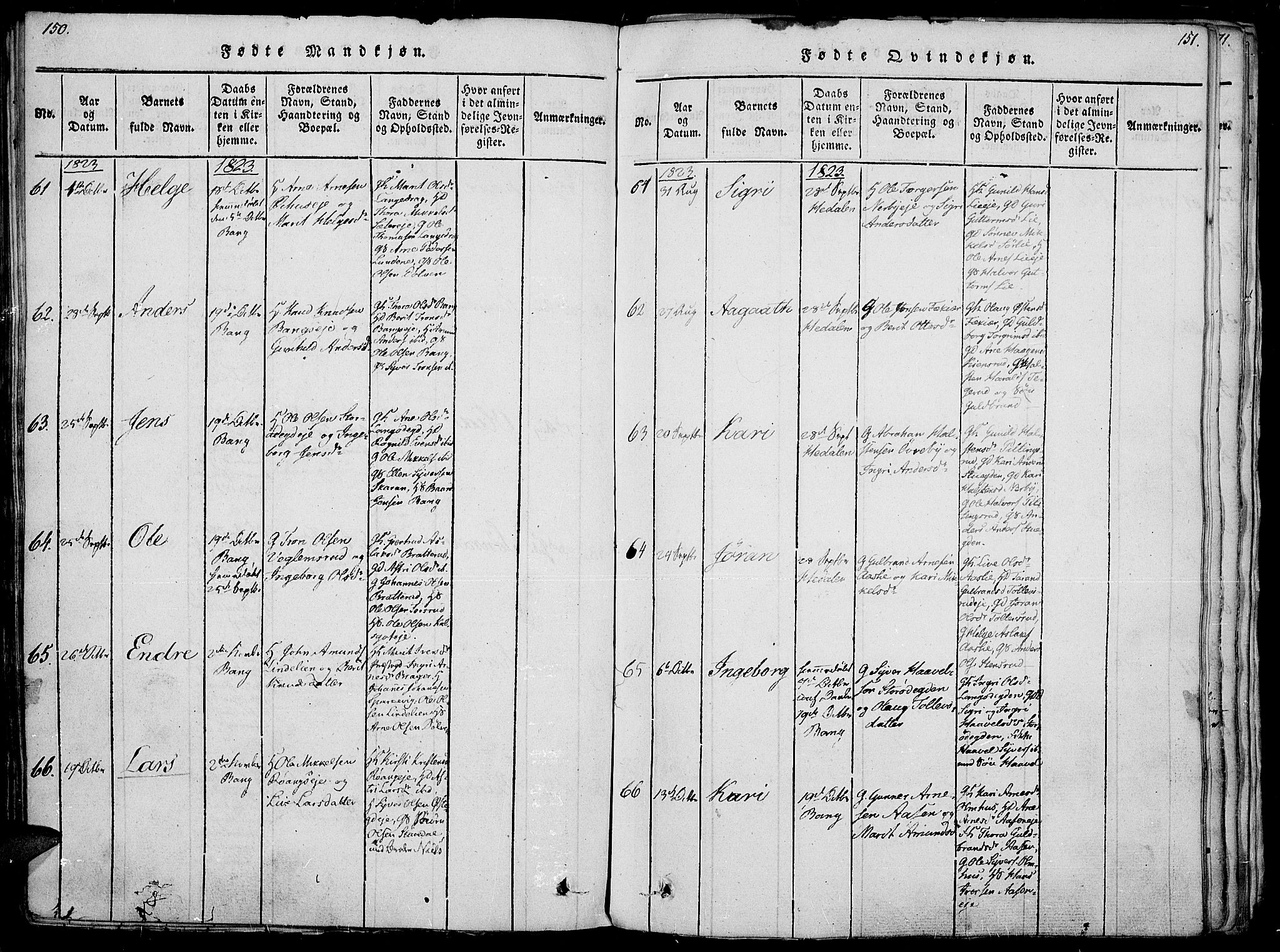 Sør-Aurdal prestekontor, AV/SAH-PREST-128/H/Ha/Haa/L0002: Parish register (official) no. 2, 1815-1840, p. 150-151