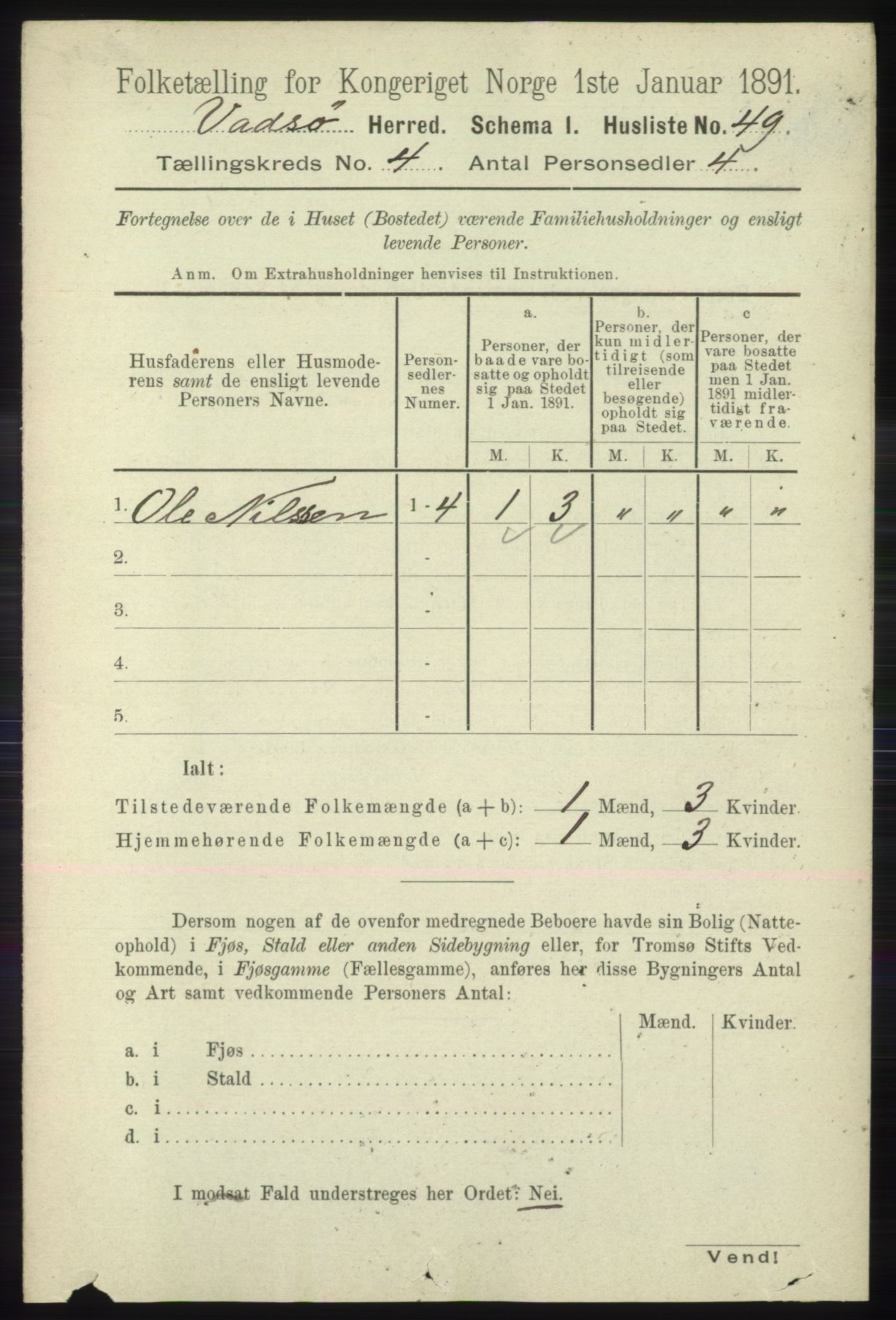 RA, 1891 census for 2029 Vadsø, 1891, p. 1192