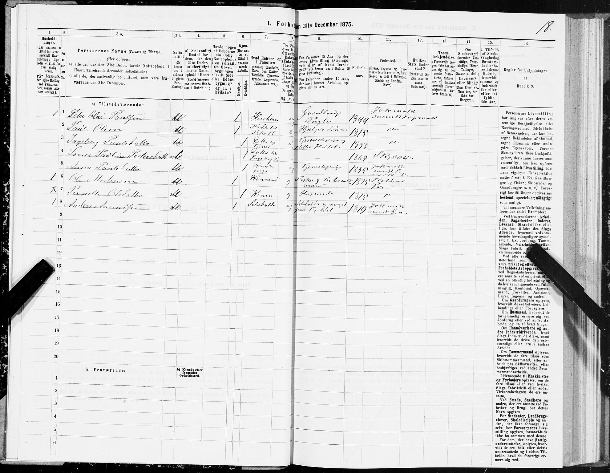 SAT, 1875 census for 1845P Folda, 1875, p. 3018