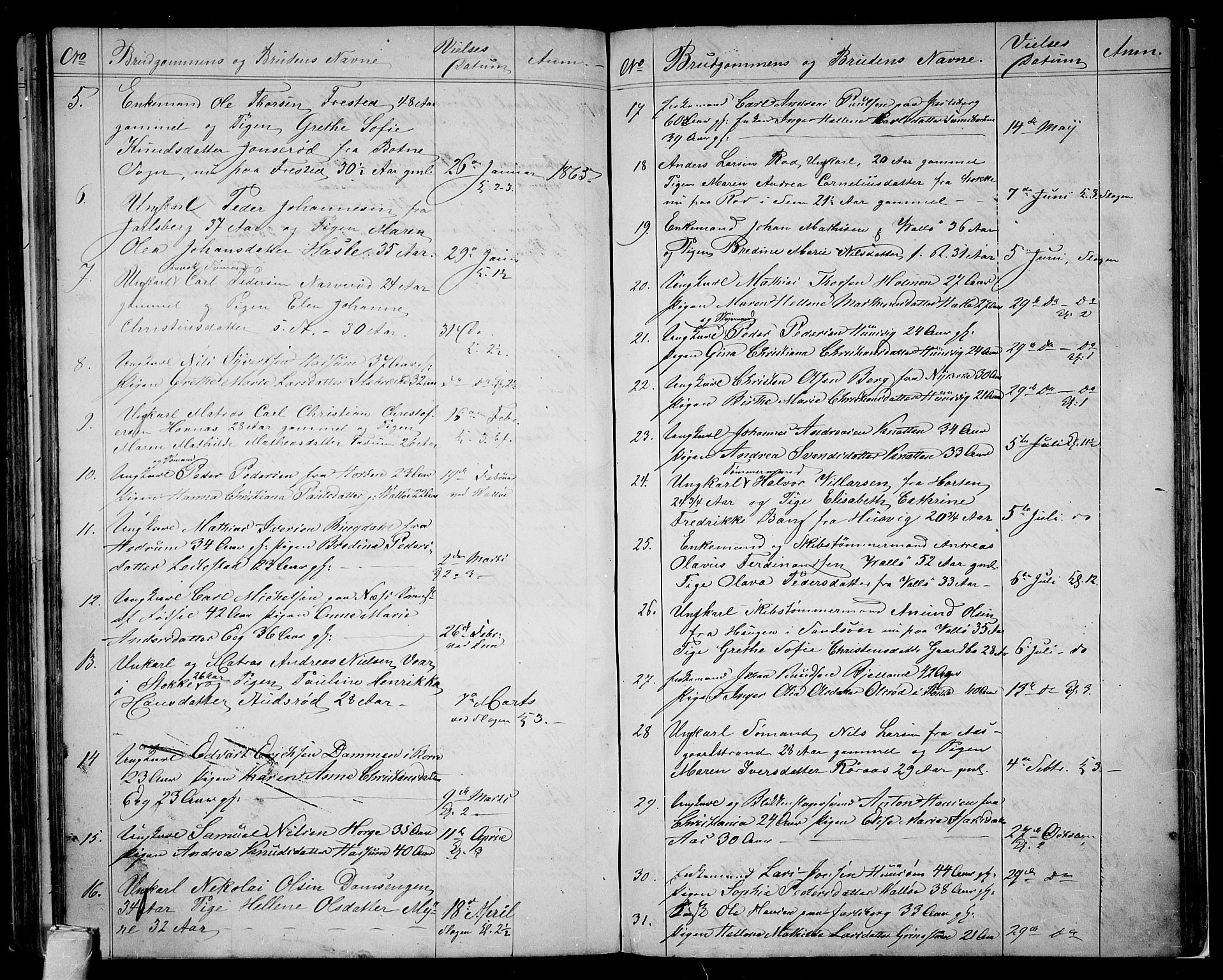 Sem kirkebøker, AV/SAKO-A-5/G/Ga/L0004: Parish register (copy) no. I 4, 1855-1877