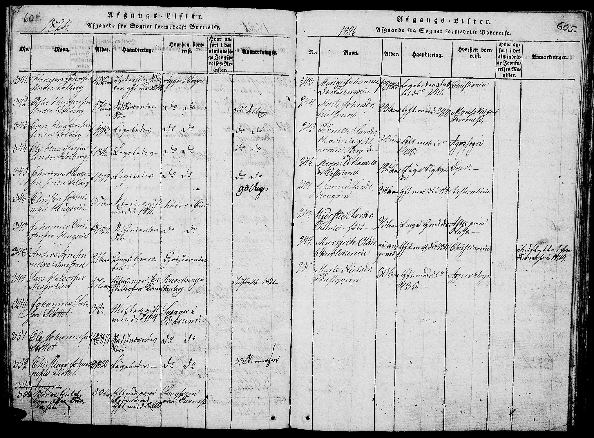 Ringsaker prestekontor, SAH/PREST-014/L/La/L0001: Parish register (copy) no. 1, 1814-1826, p. 604-605