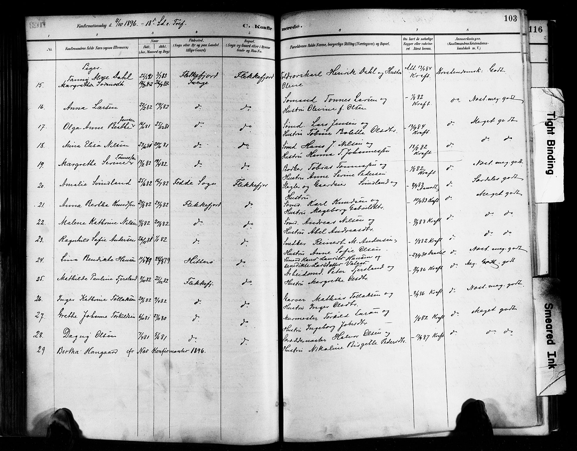 Flekkefjord sokneprestkontor, AV/SAK-1111-0012/F/Fa/Faa/L0001: Parish register (official) no. A 1, 1885-1900, p. 103