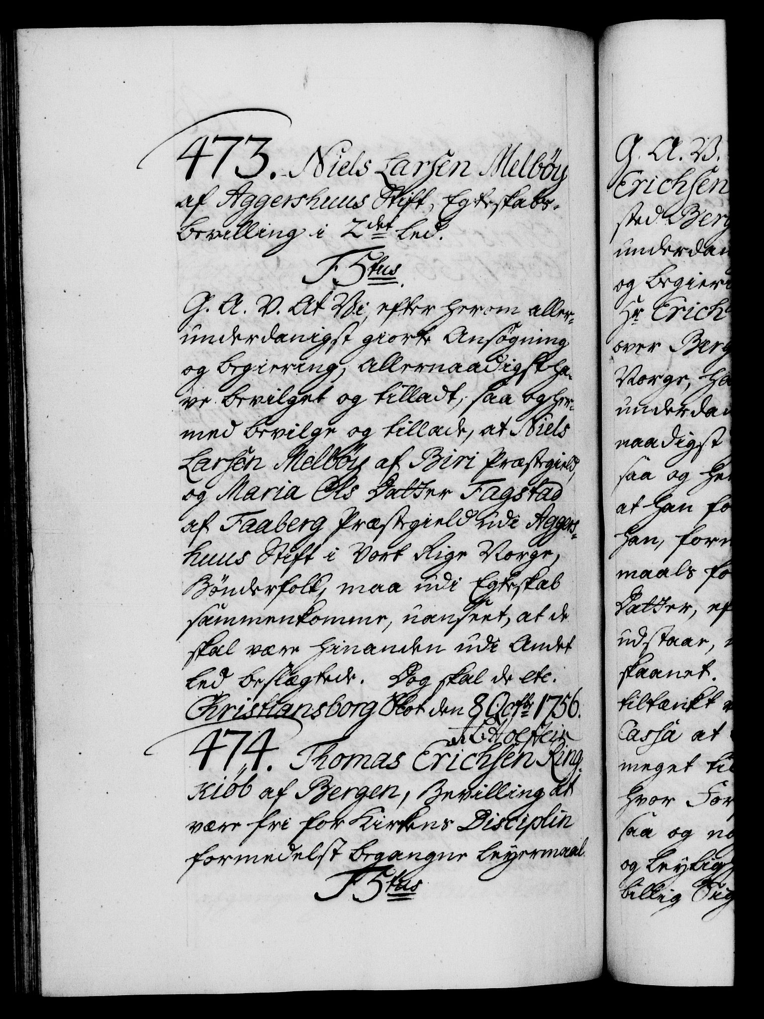 Danske Kanselli 1572-1799, RA/EA-3023/F/Fc/Fca/Fcaa/L0039: Norske registre, 1755-1756, p. 766b