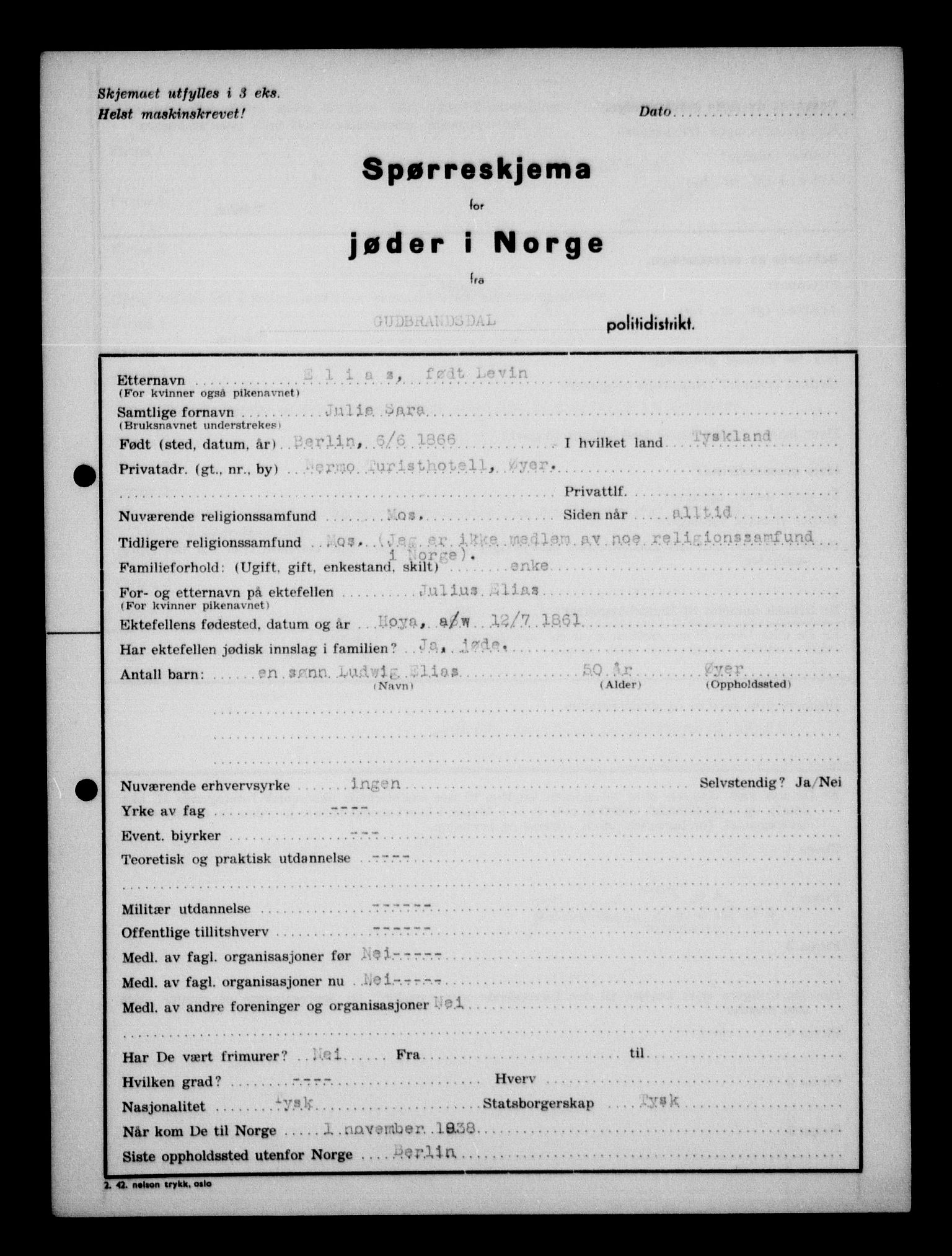 Statspolitiet - Hovedkontoret / Osloavdelingen, AV/RA-S-1329/G/Ga/L0012: Spørreskjema for jøder i Norge. 1: Aker 114- 207 (Levinson-Wozak) og 656 (Salomon). 2: Arendal-Hordaland. 3: Horten-Romerike.  , 1942, p. 541