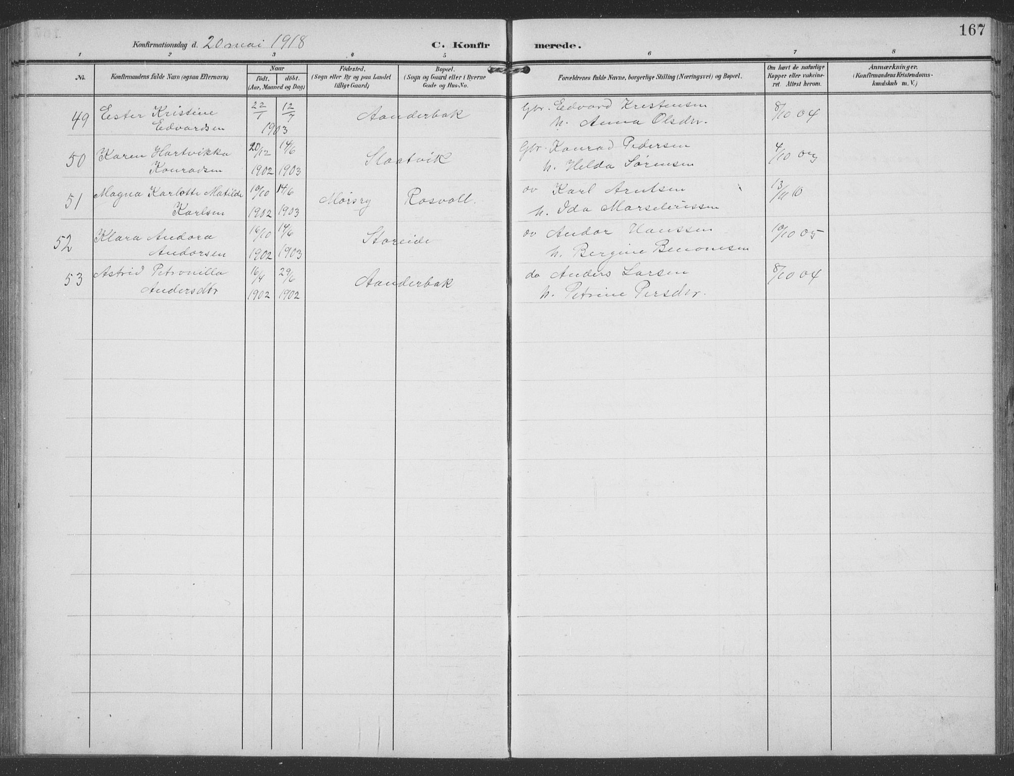 Ministerialprotokoller, klokkerbøker og fødselsregistre - Nordland, AV/SAT-A-1459/858/L0835: Parish register (copy) no. 858C02, 1904-1940, p. 167