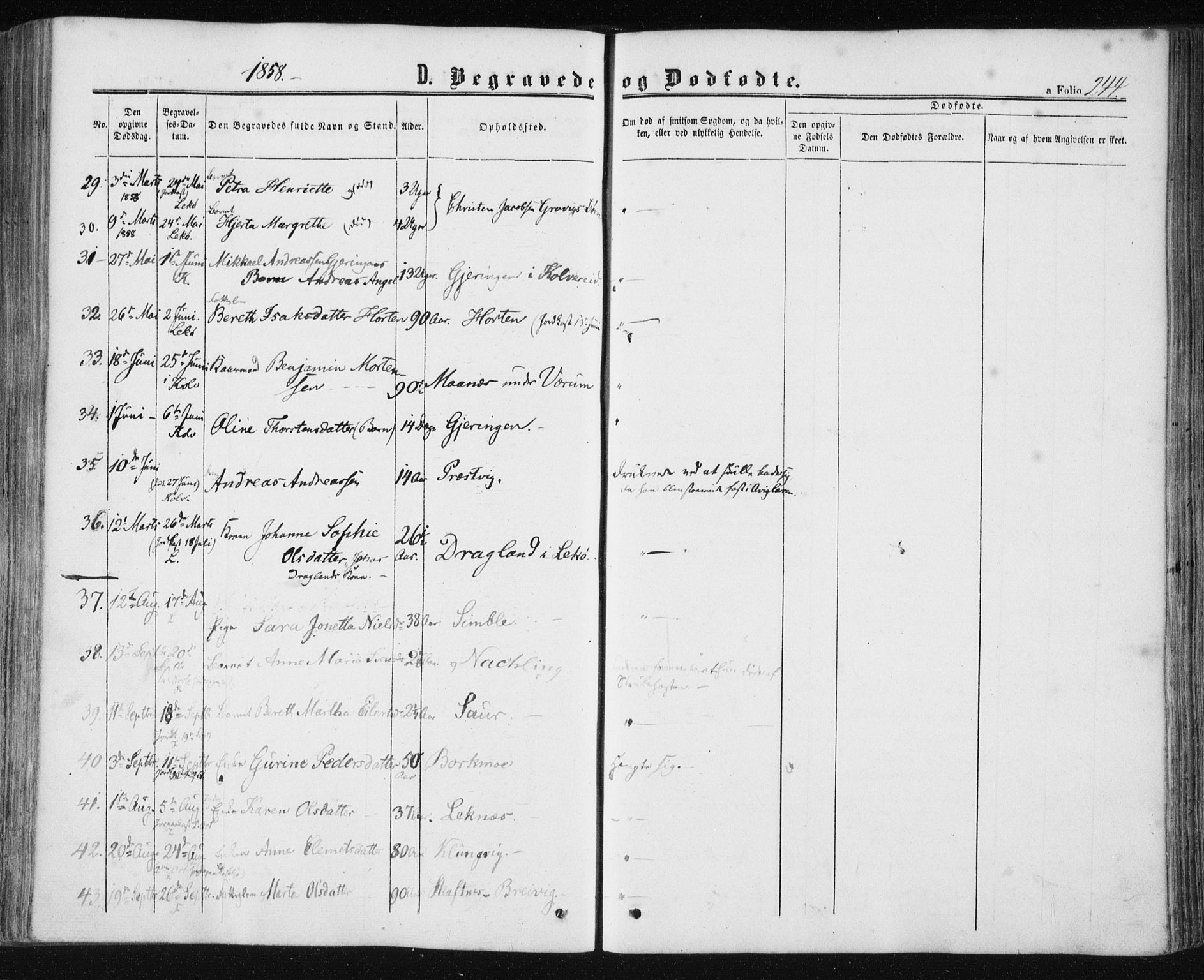 Ministerialprotokoller, klokkerbøker og fødselsregistre - Nord-Trøndelag, SAT/A-1458/780/L0641: Parish register (official) no. 780A06, 1857-1874, p. 244
