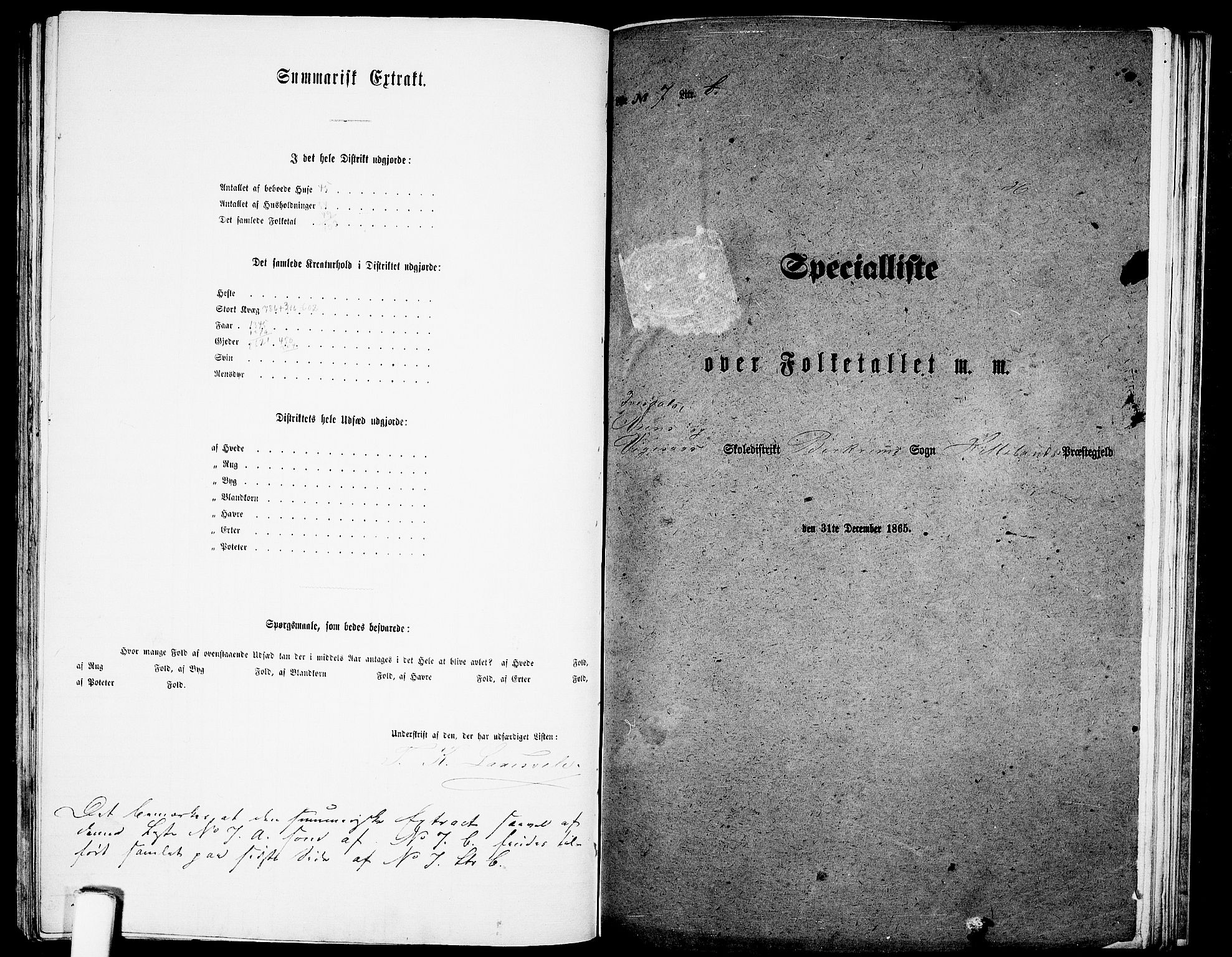 RA, 1865 census for Helleland, 1865, p. 111