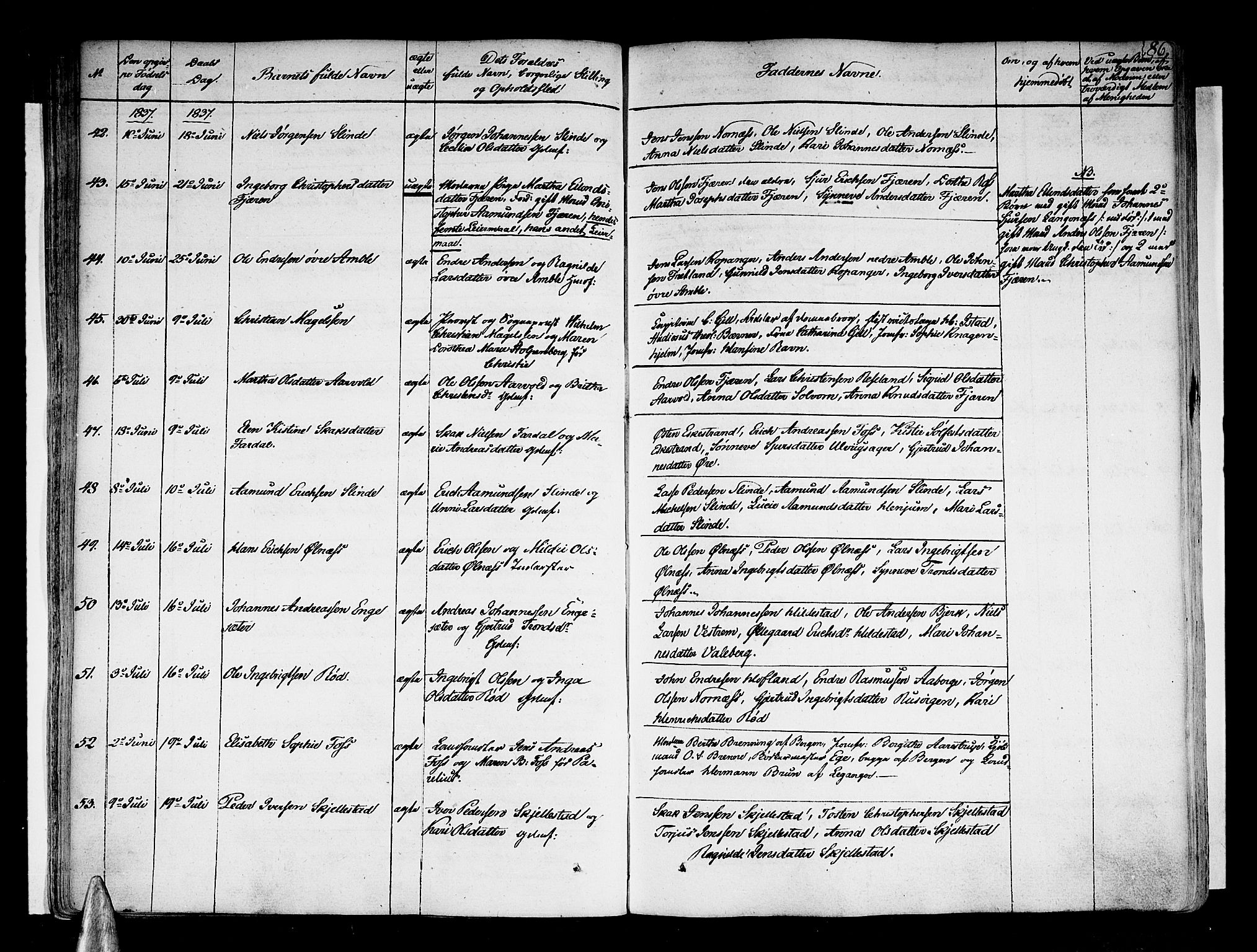 Sogndal sokneprestembete, SAB/A-81301/H/Haa/Haaa/L0010: Parish register (official) no. A 10, 1821-1838, p. 86