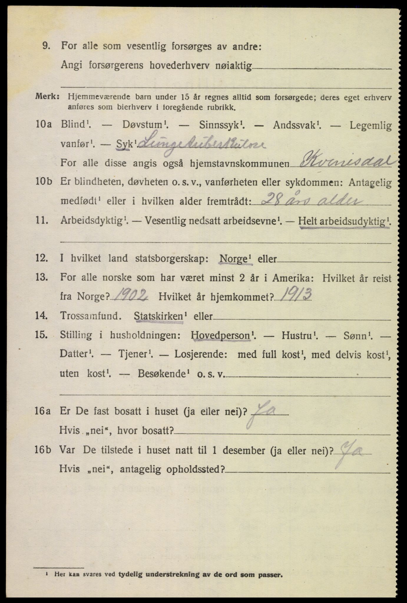 SAK, 1920 census for Kvinesdal, 1920, p. 5870