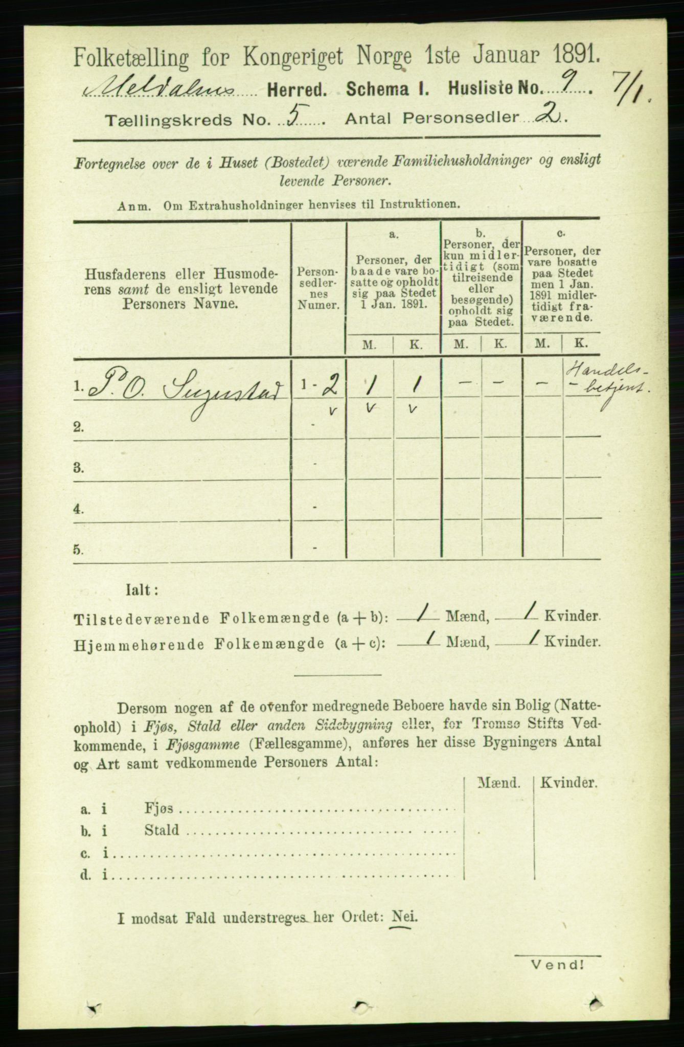 RA, 1891 census for 1636 Meldal, 1891, p. 2474