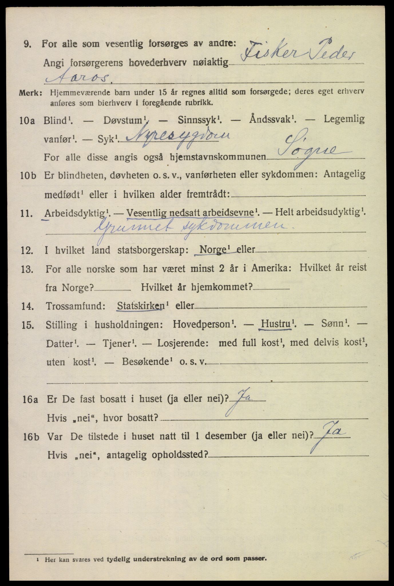 SAK, 1920 census for Søgne, 1920, p. 2816