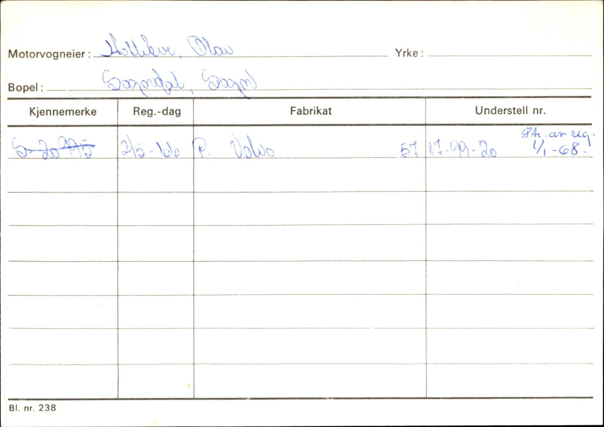 Statens vegvesen, Sogn og Fjordane vegkontor, AV/SAB-A-5301/4/F/L0124: Eigarregister Sogndal A-U, 1945-1975, p. 1033