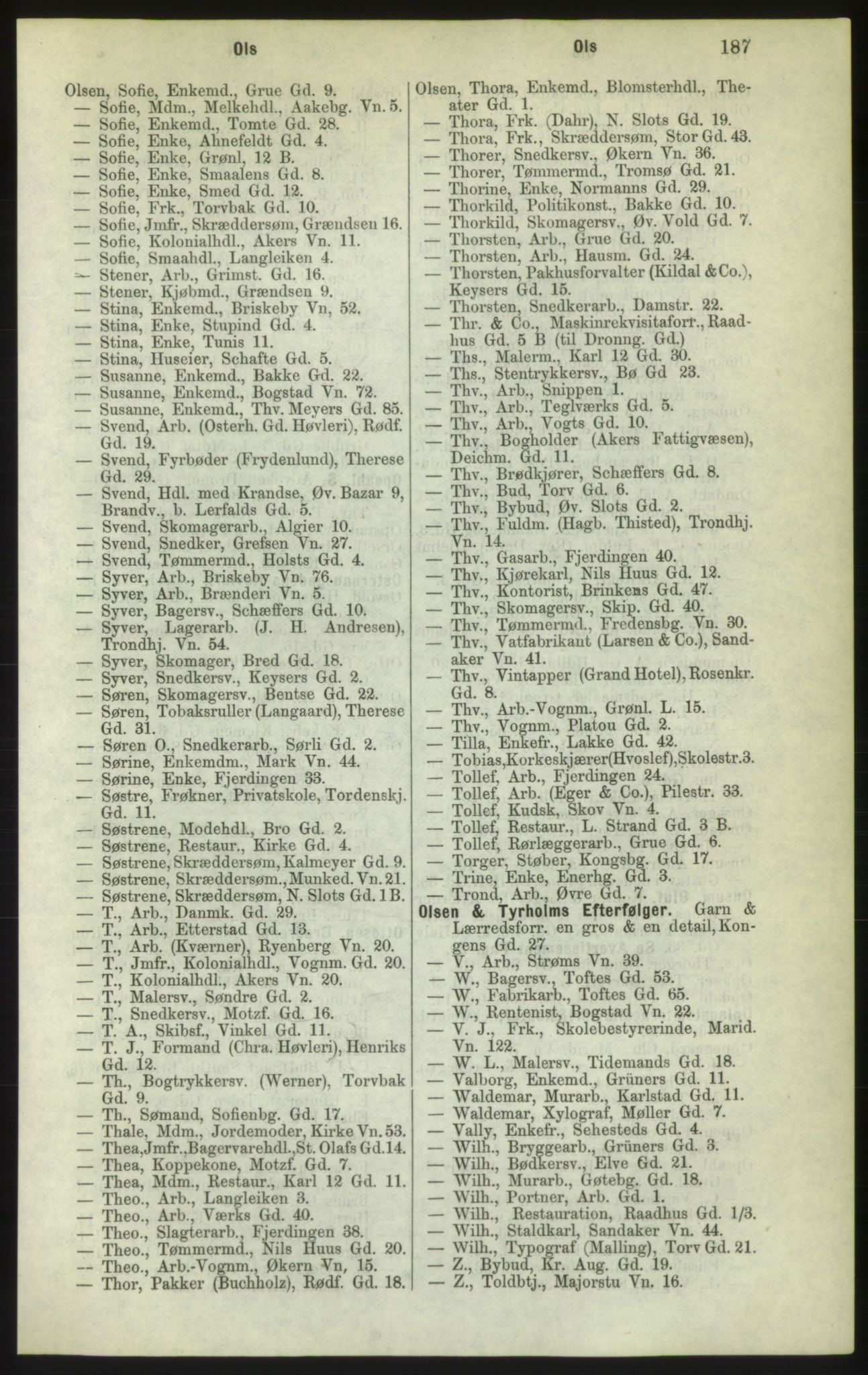 Kristiania/Oslo adressebok, PUBL/-, 1882, p. 187