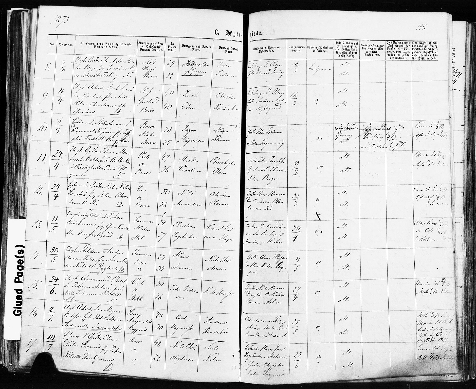 Borre kirkebøker, AV/SAKO-A-338/F/Fa/L0008: Parish register (official) no. I 8, 1868-1877, p. 198